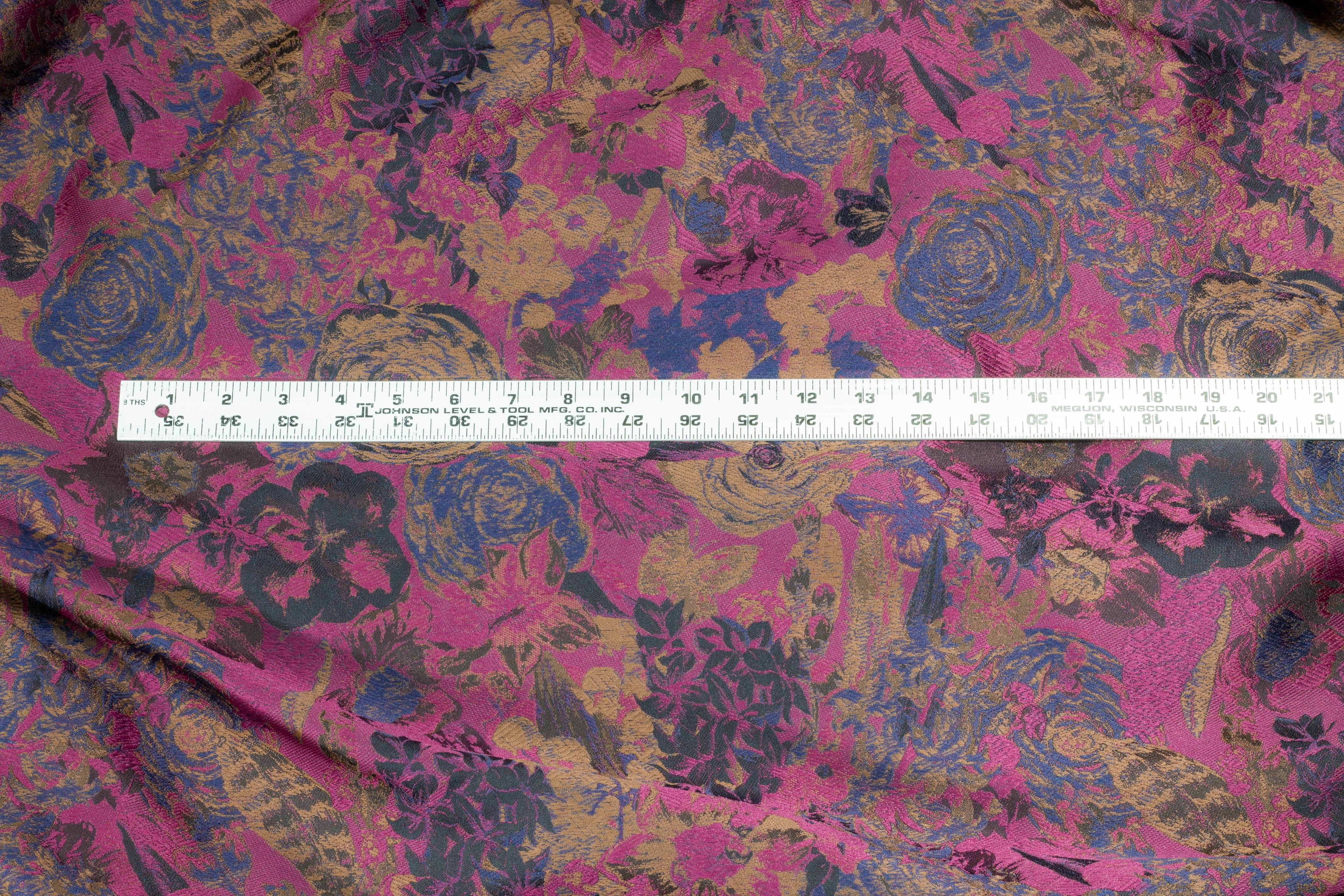 Purple and Brown Floral Brocade - Prime Fabrics