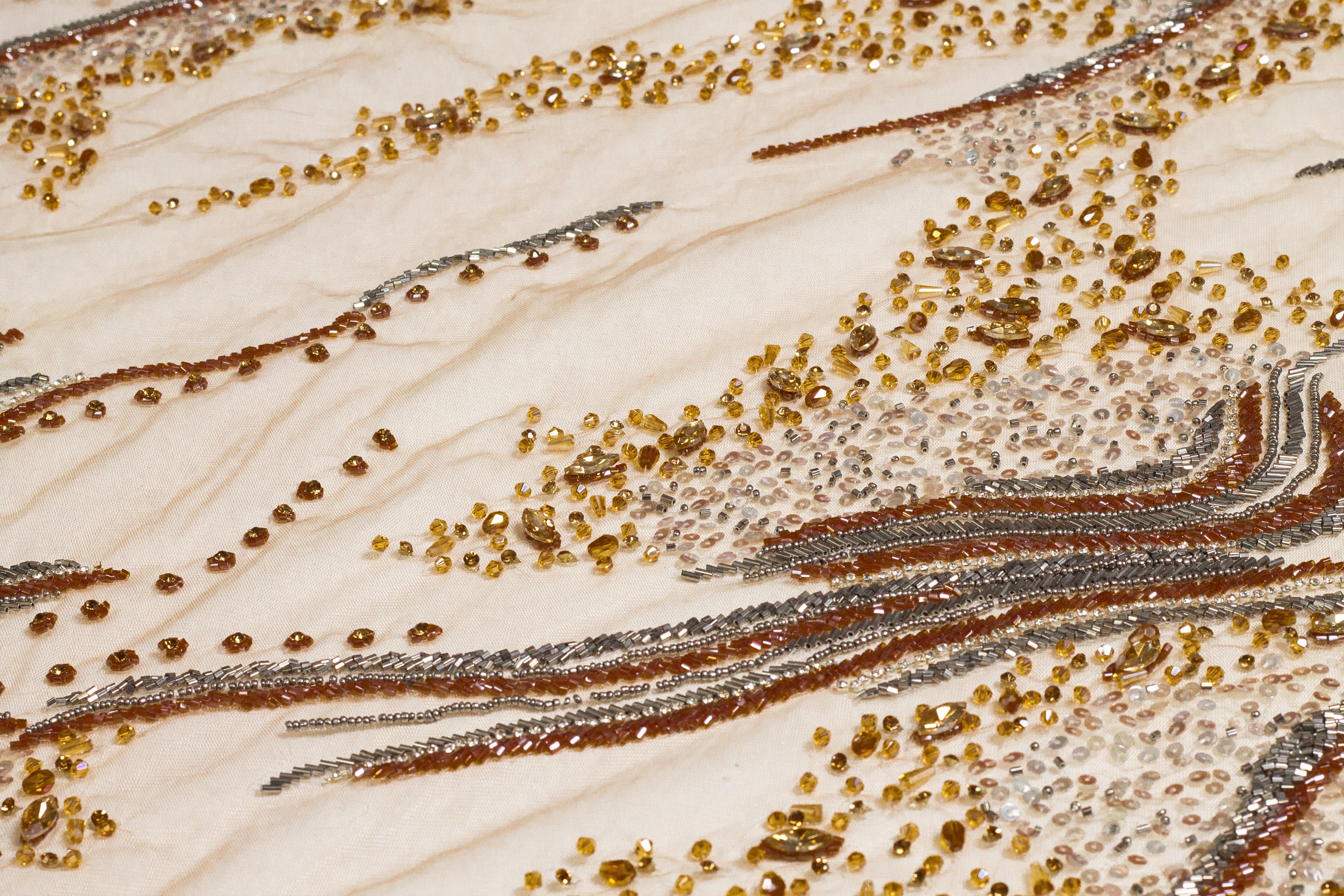 Hand Beaded and Sequined Mesh - Brown - Prime Fabrics