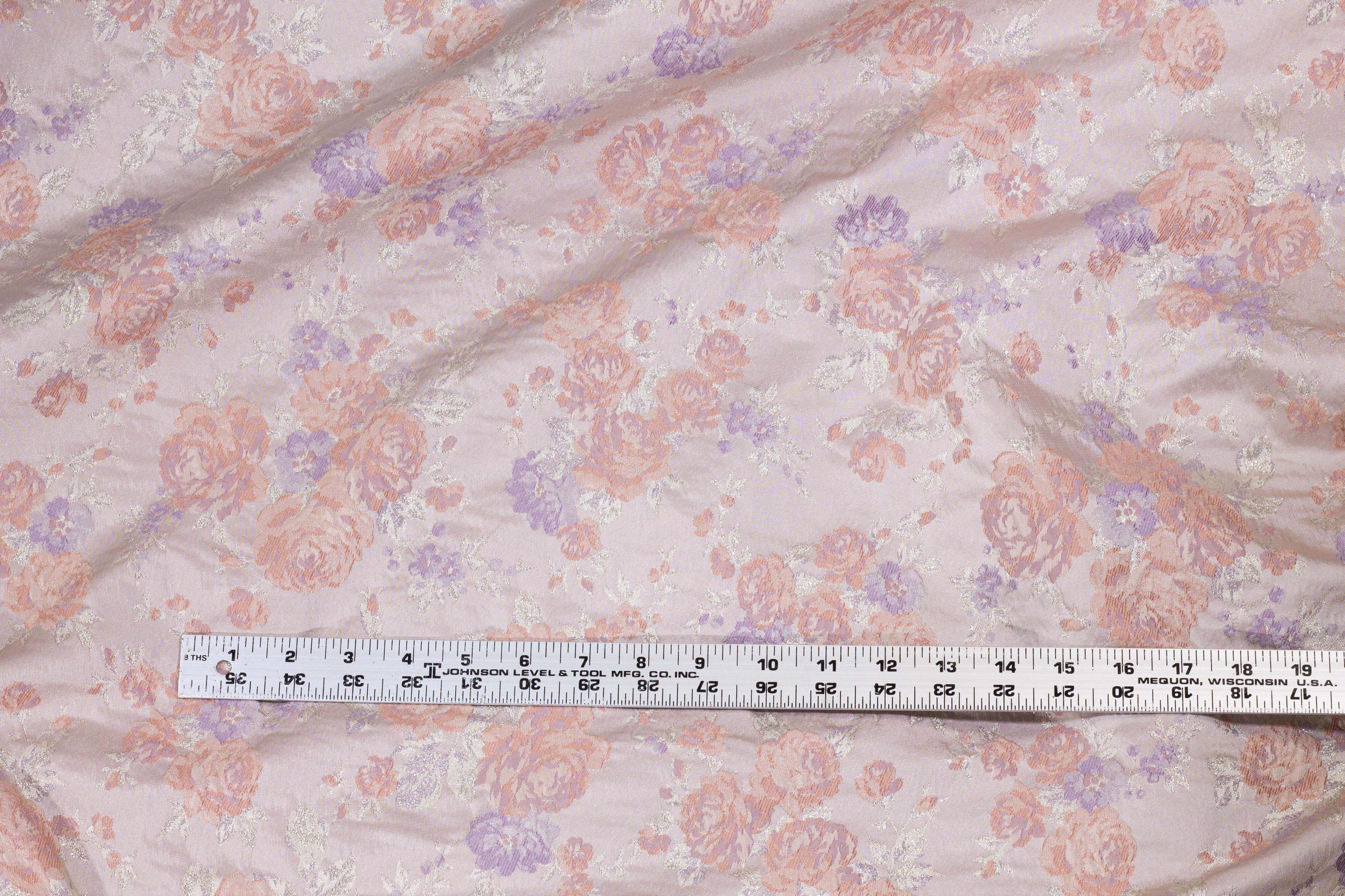 Blush and Lilac Floral Metallic Brocade - Prime Fabrics