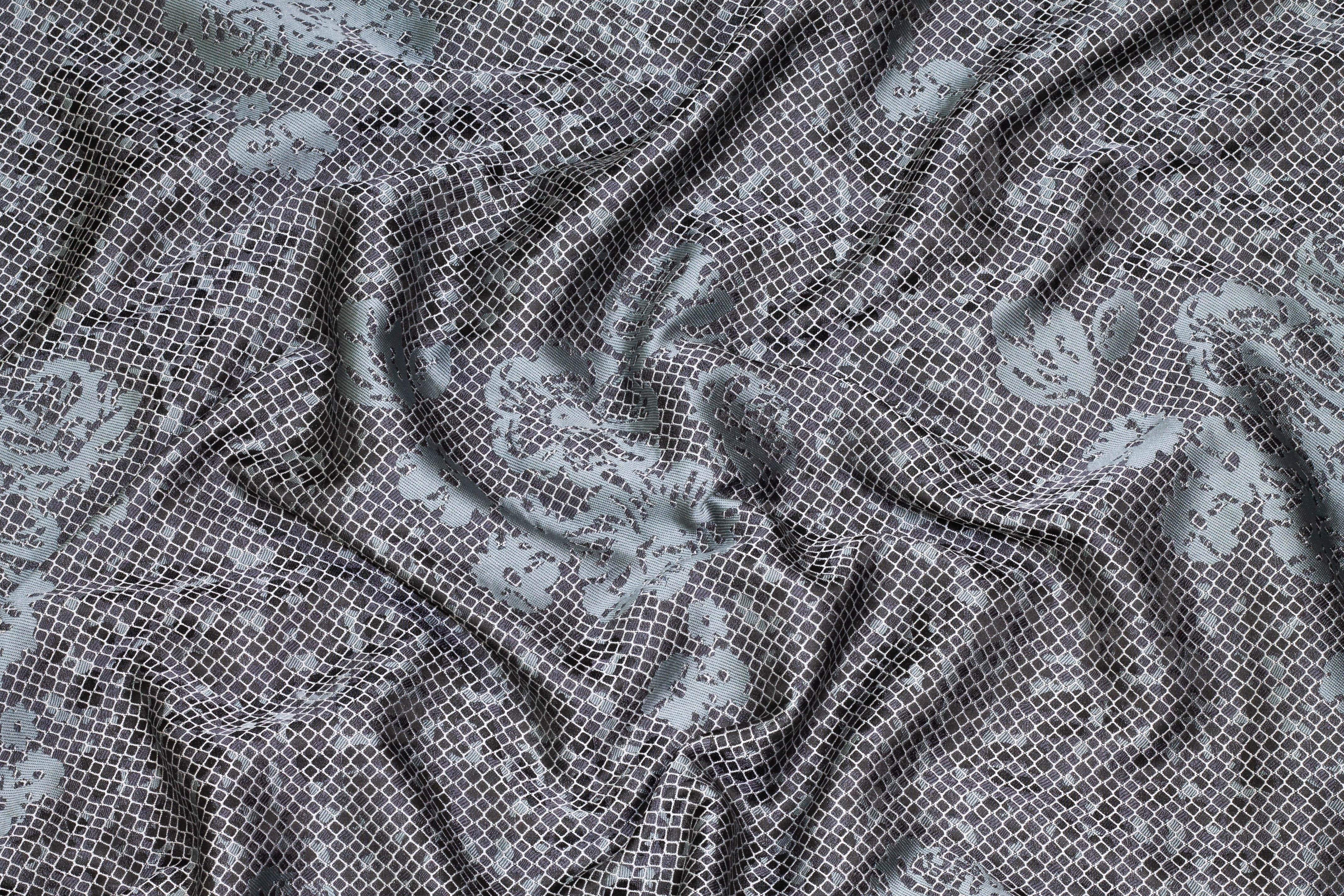 Cadet Gray Floral Jacquard - Prime Fabrics