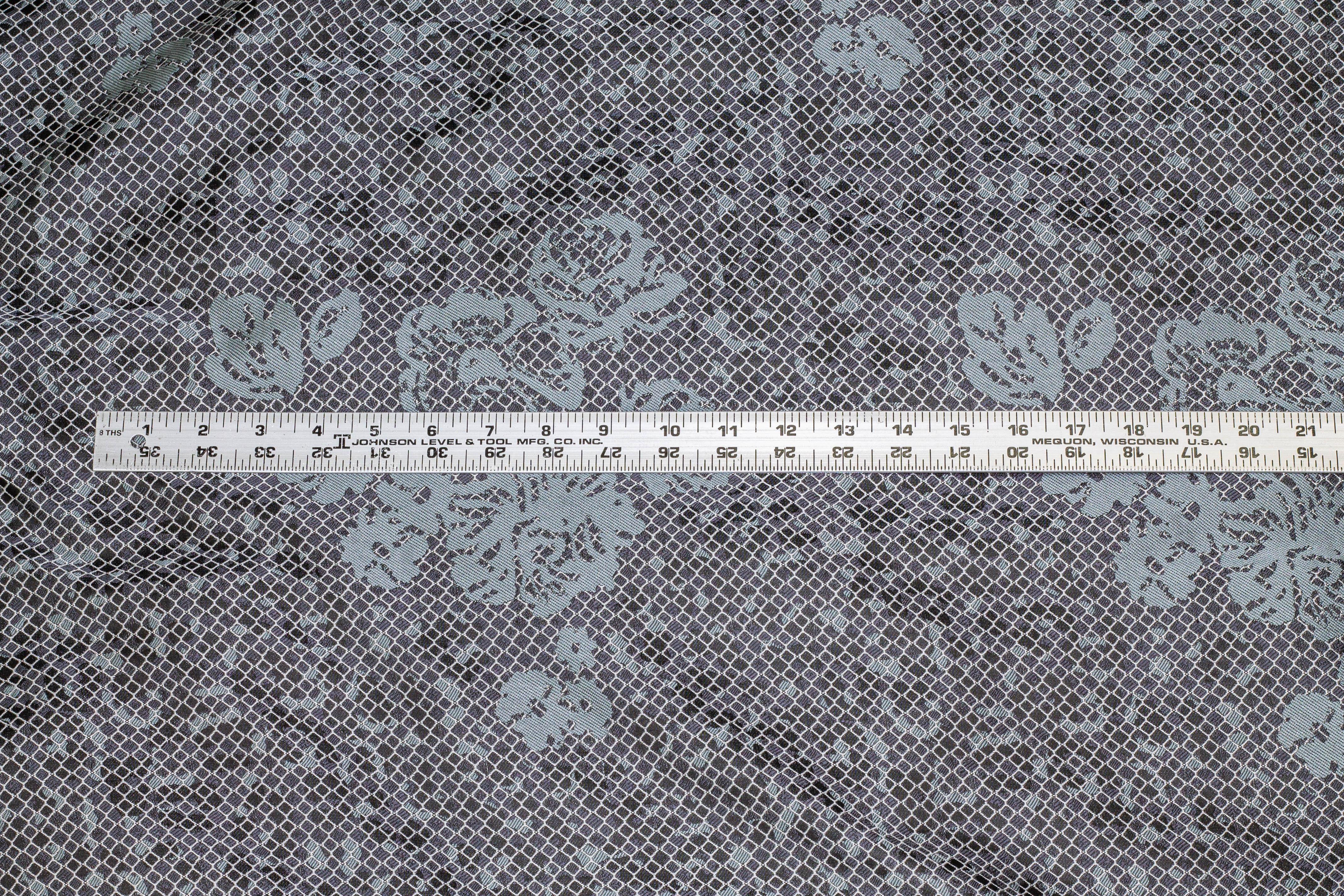 Cadet Gray Floral Jacquard - Prime Fabrics