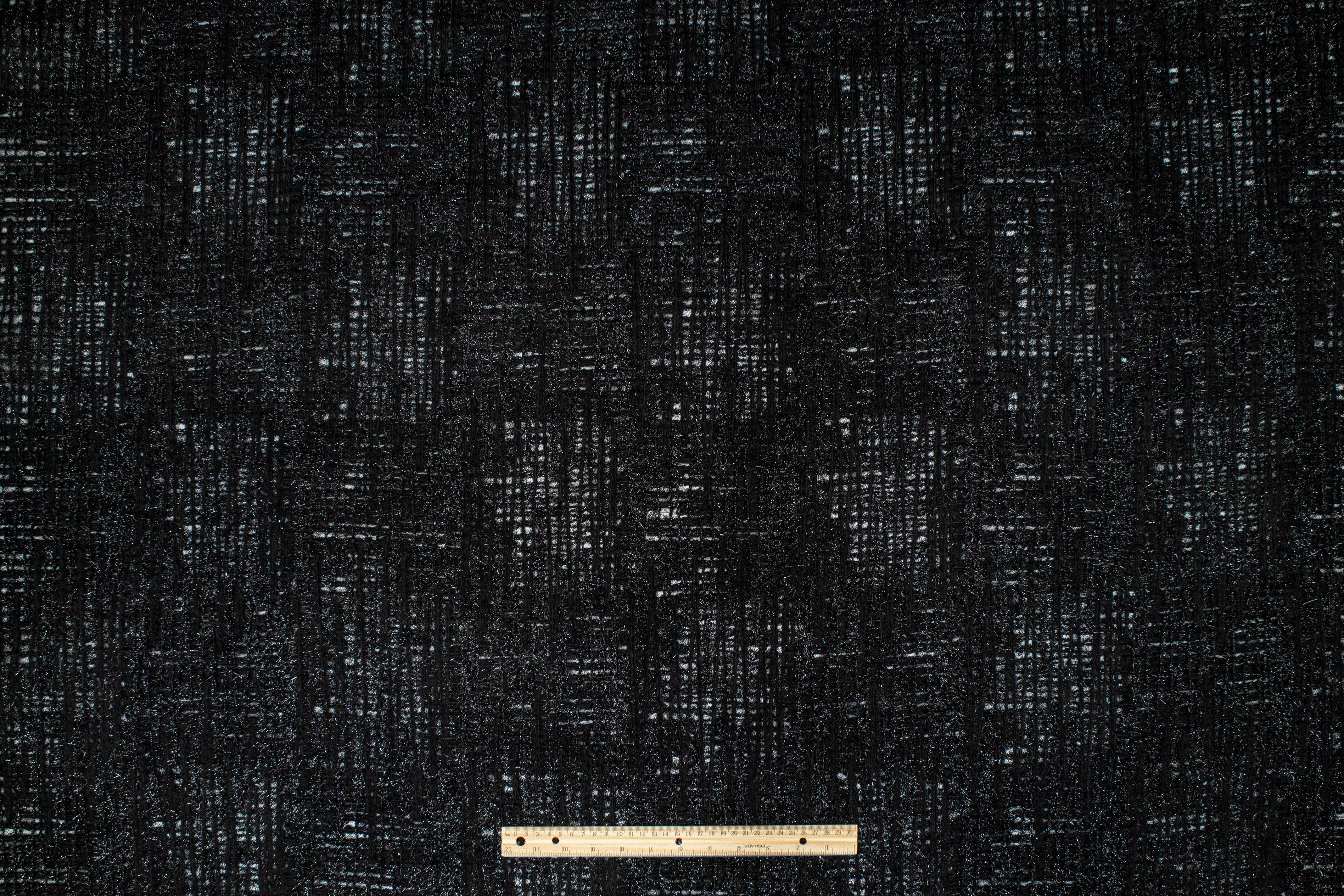 Metallic Black Embroidered Mesh - Made in Italy - Prime Fabrics