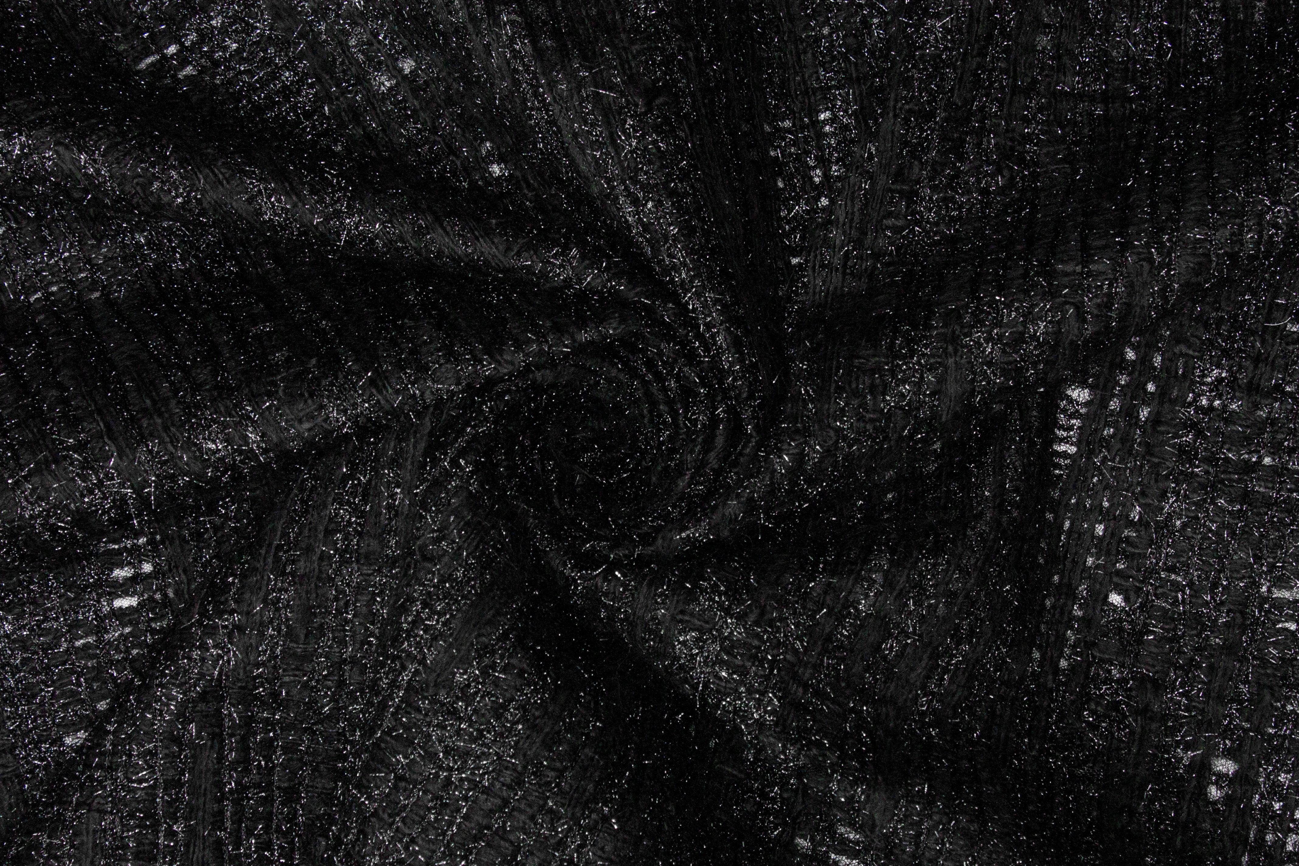 Metallic Black Embroidered Mesh - Made in Italy - Prime Fabrics
