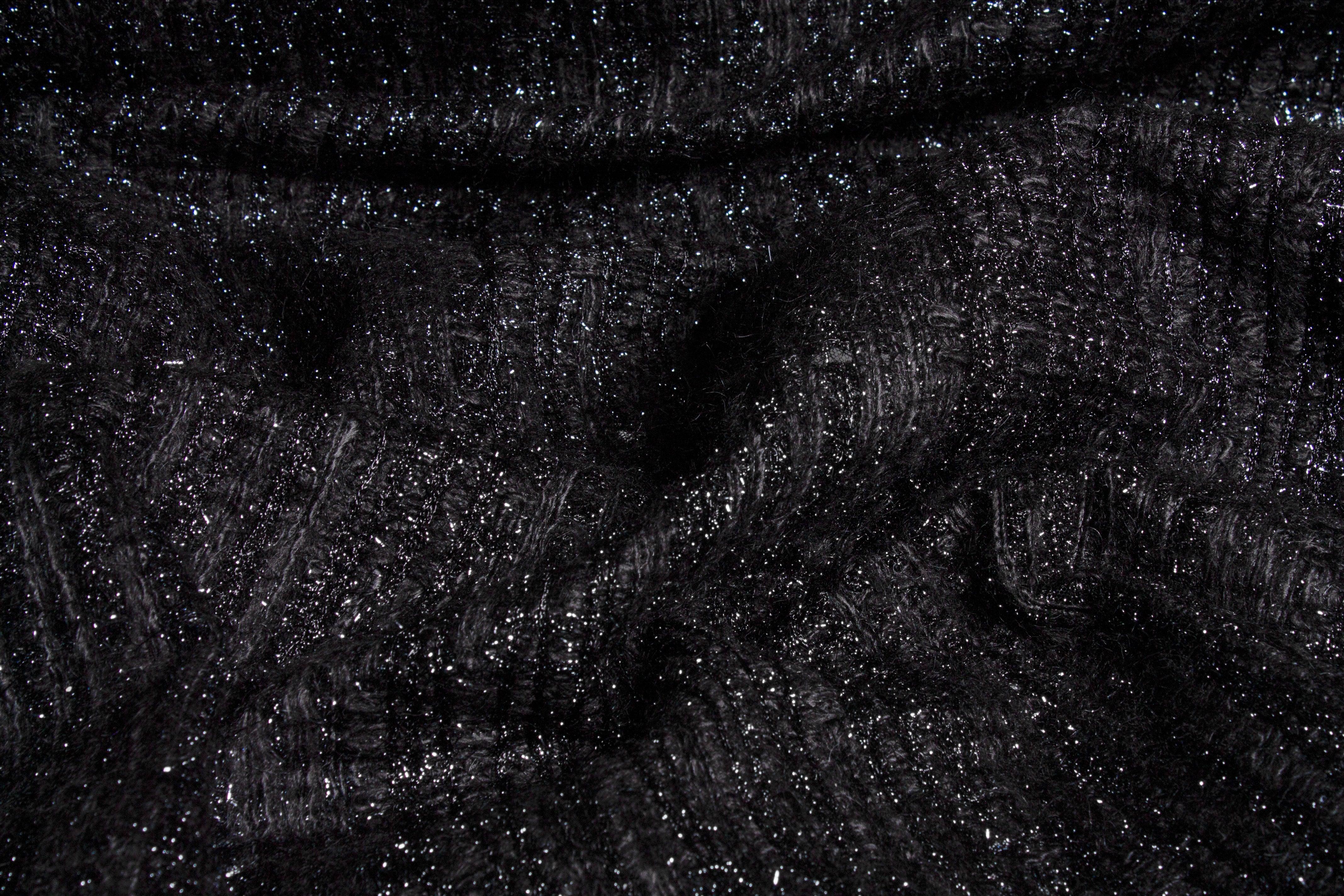 Metallic Black Embroidered Mesh - Made in Italy - Prime Fabrics
