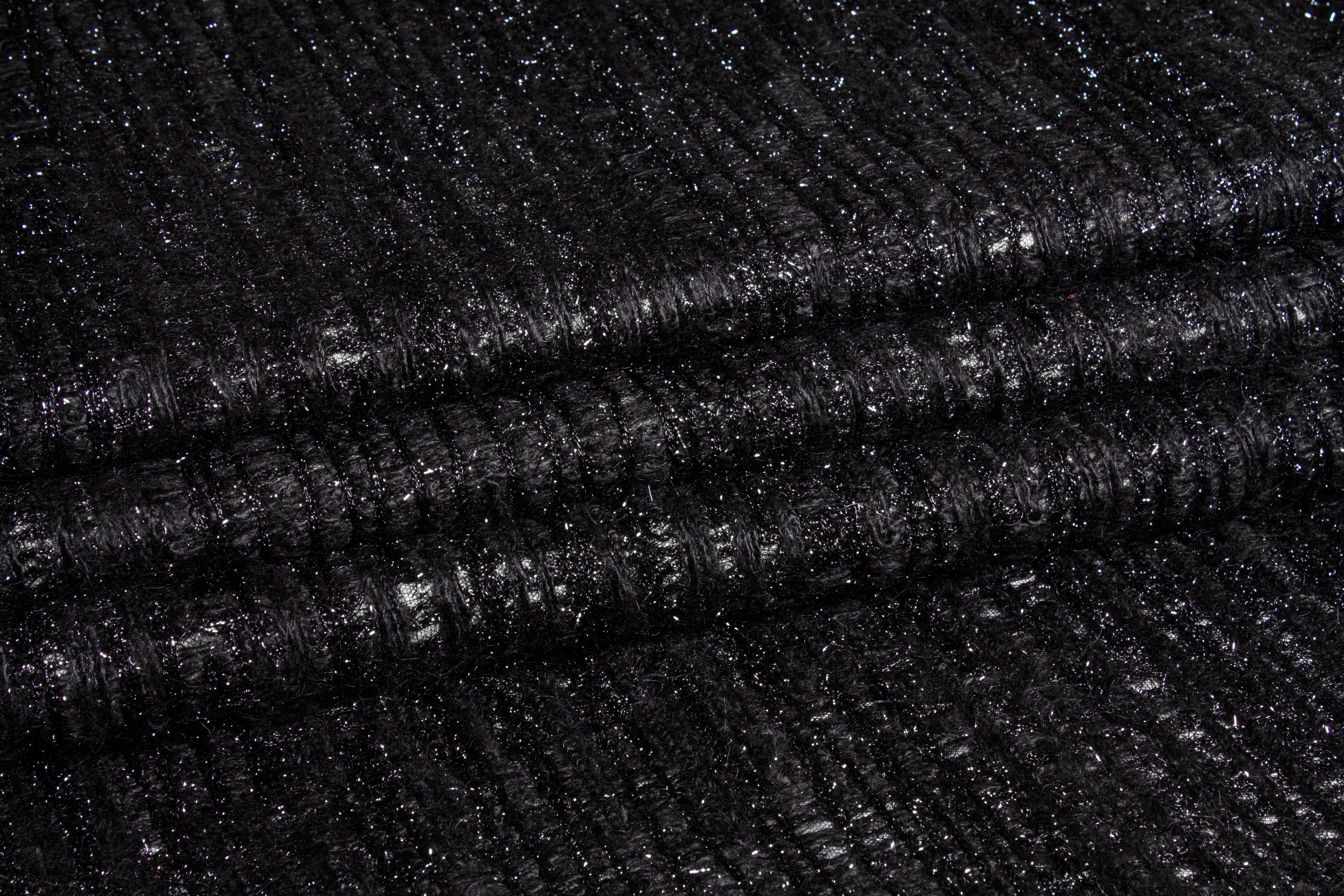 Metallic Black Embroidered Mesh - Made in Italy - Prime Fabrics