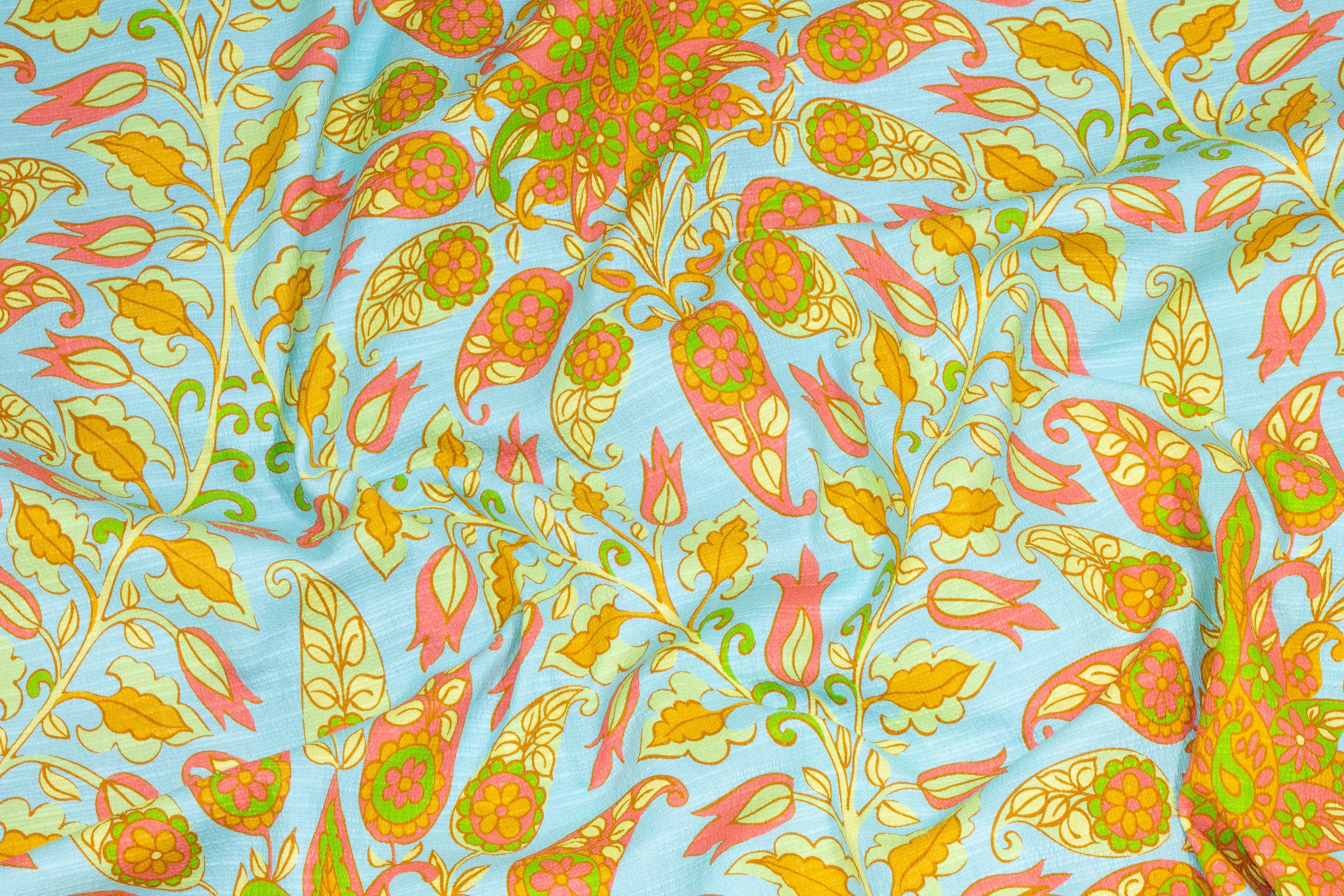 Tropical Floral Italian Textured Cotton - Prime Fabrics