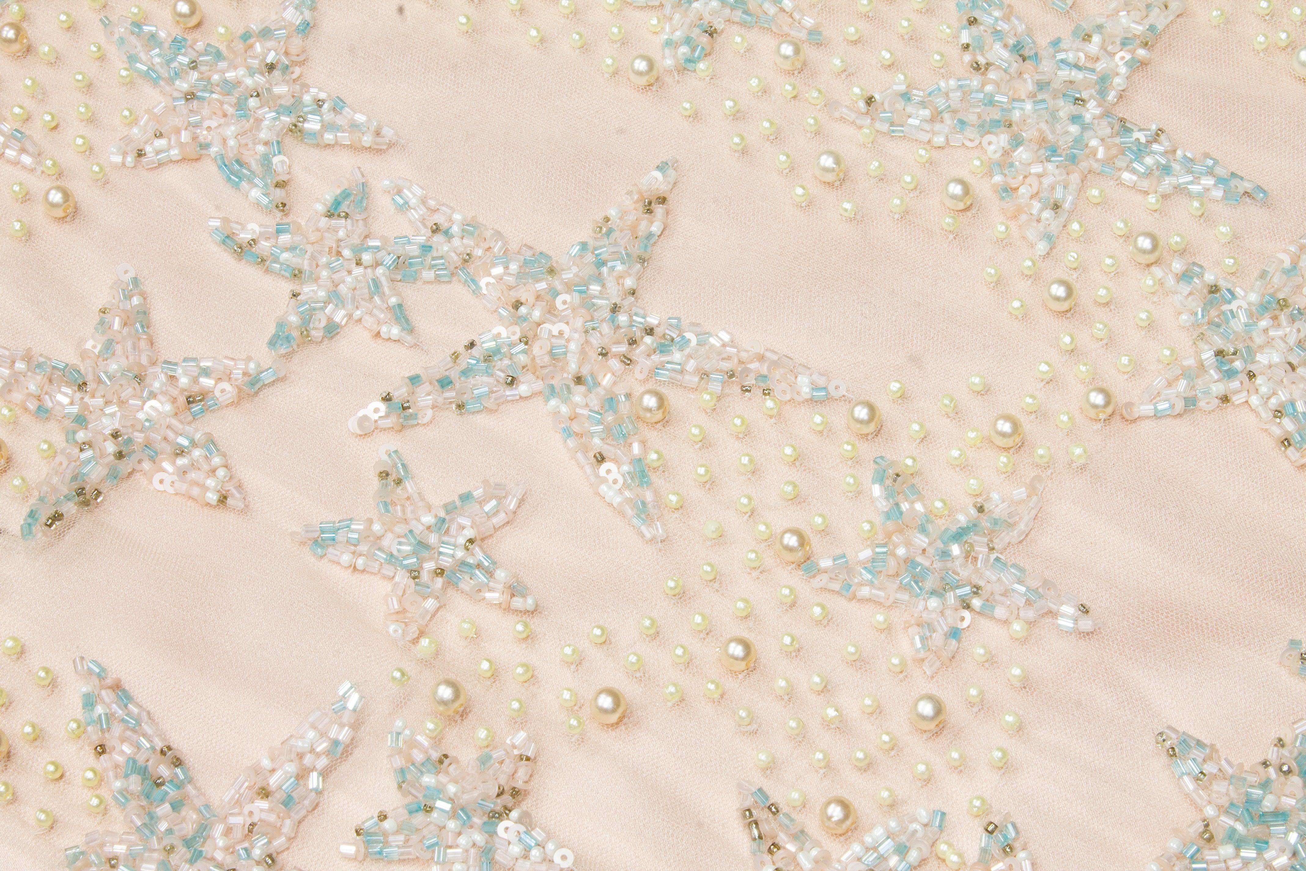 Star Design Hand Beaded and Sequined Mesh - Multicolor - Prime Fabrics