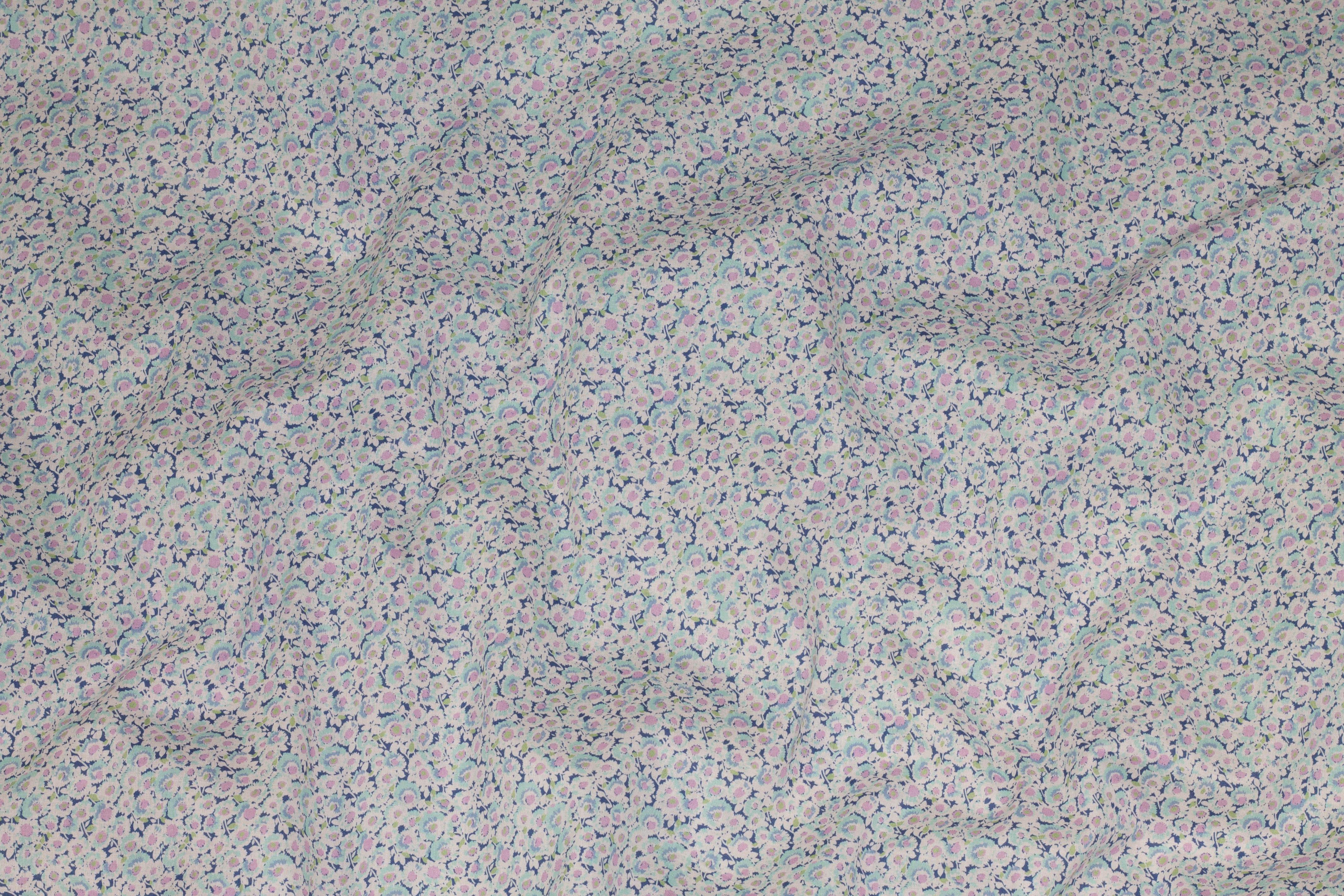 Turquoise, Lilac and White Ditsy Floral Italian Cotton - Prime Fabrics