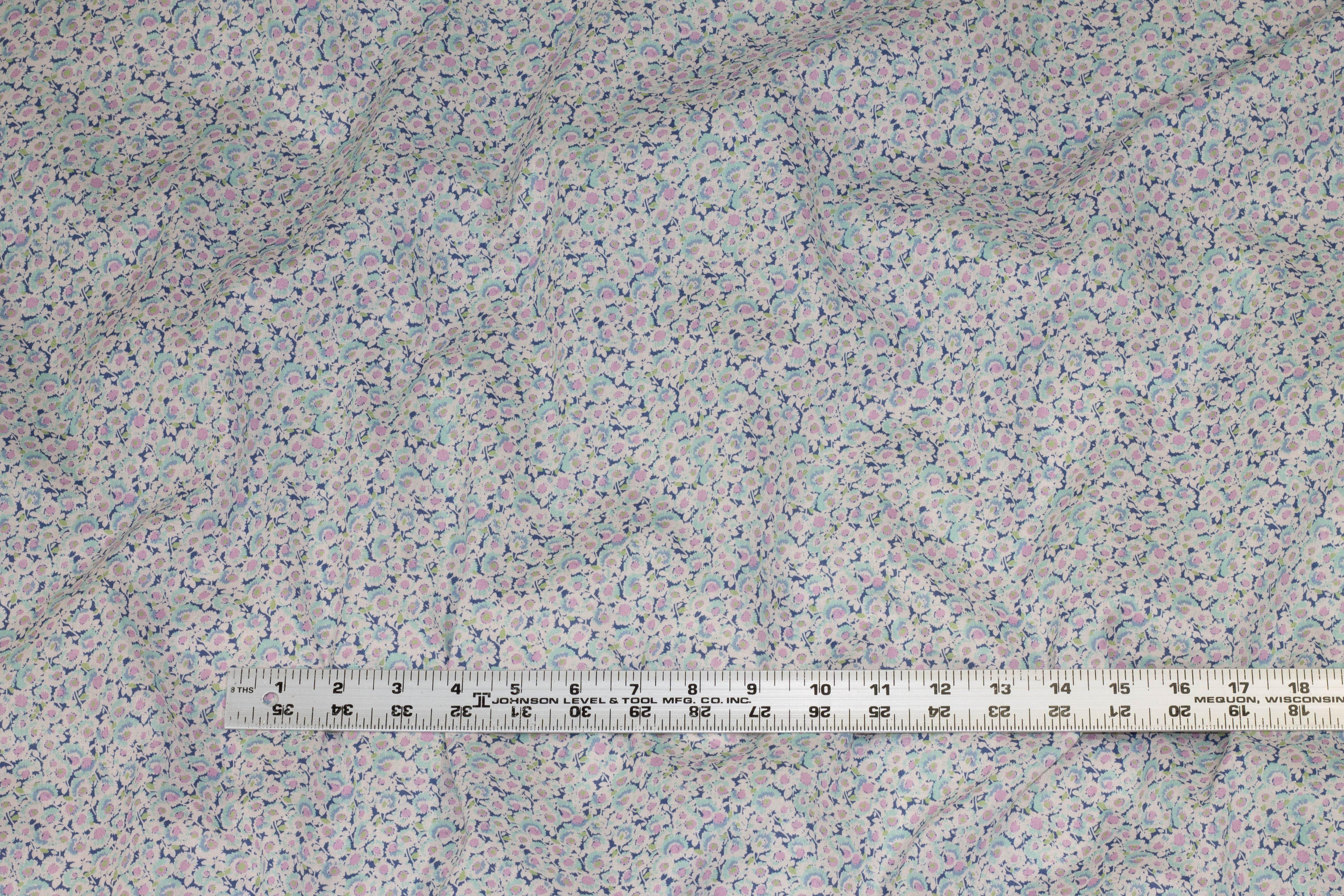 Turquoise, Lilac and White Ditsy Floral Italian Cotton - Prime Fabrics