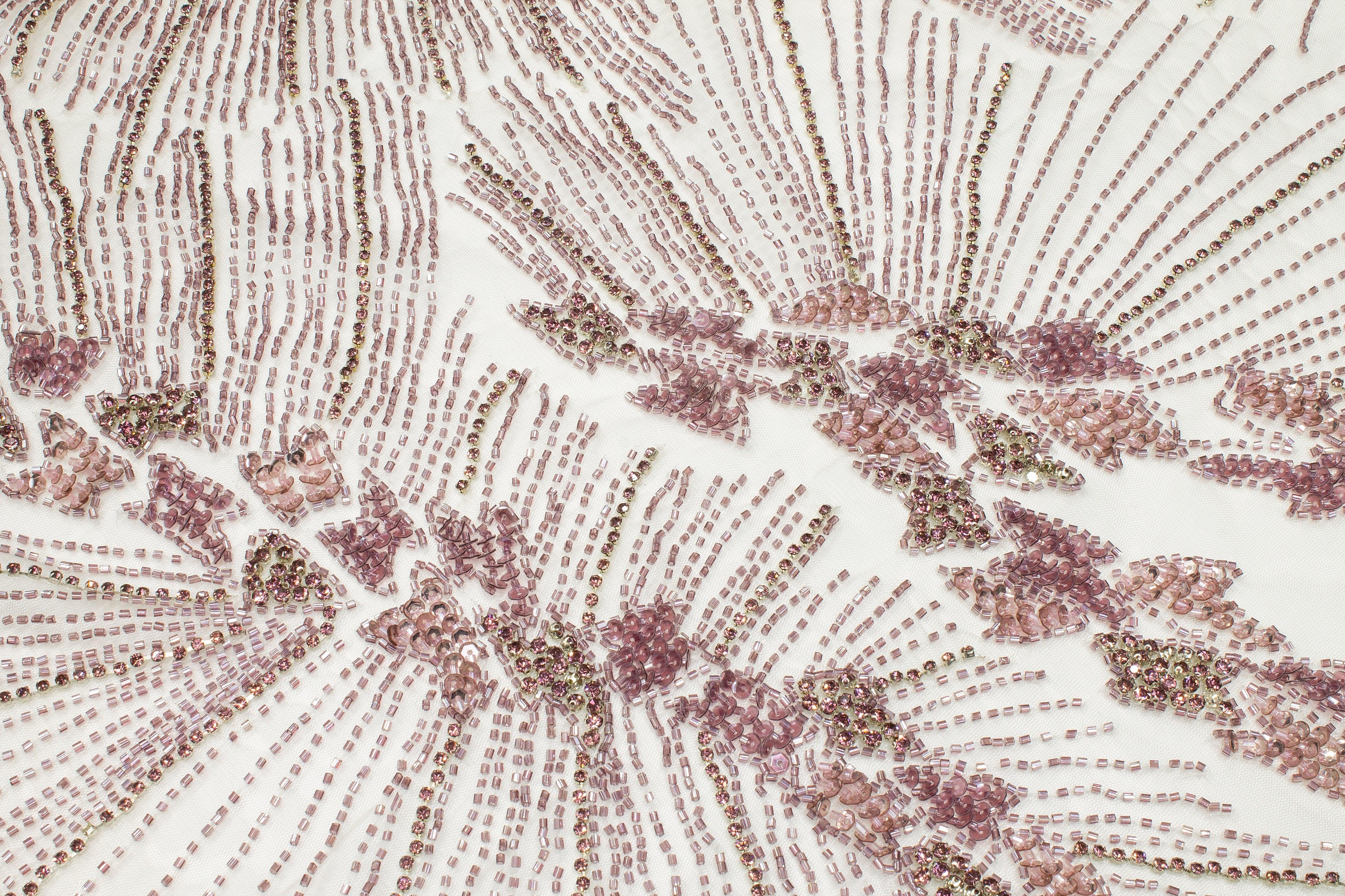 Hand Beaded and Sequined Mesh - Blush Pink - Prime Fabrics