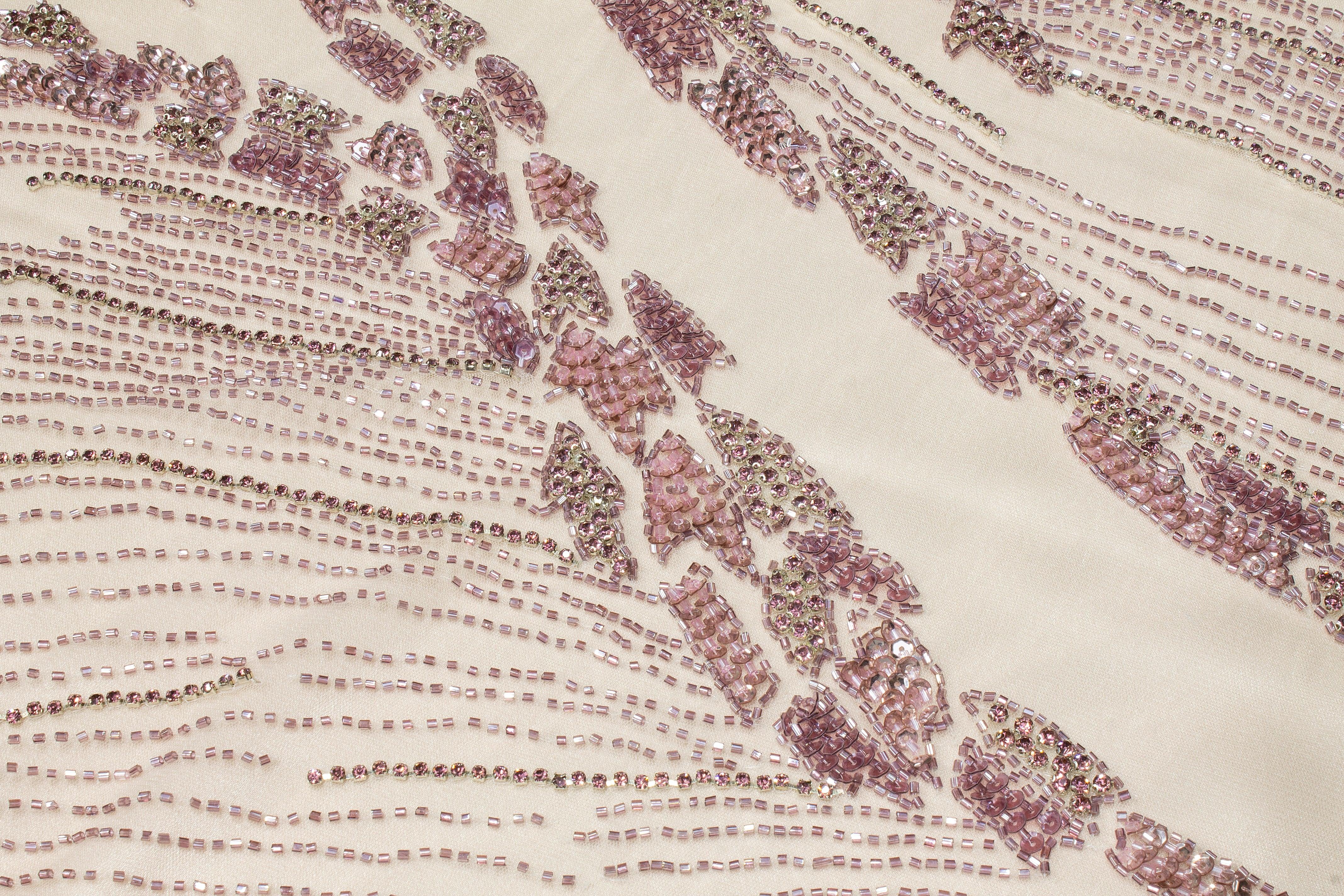 Hand Beaded and Sequined Mesh - Blush Pink - Prime Fabrics