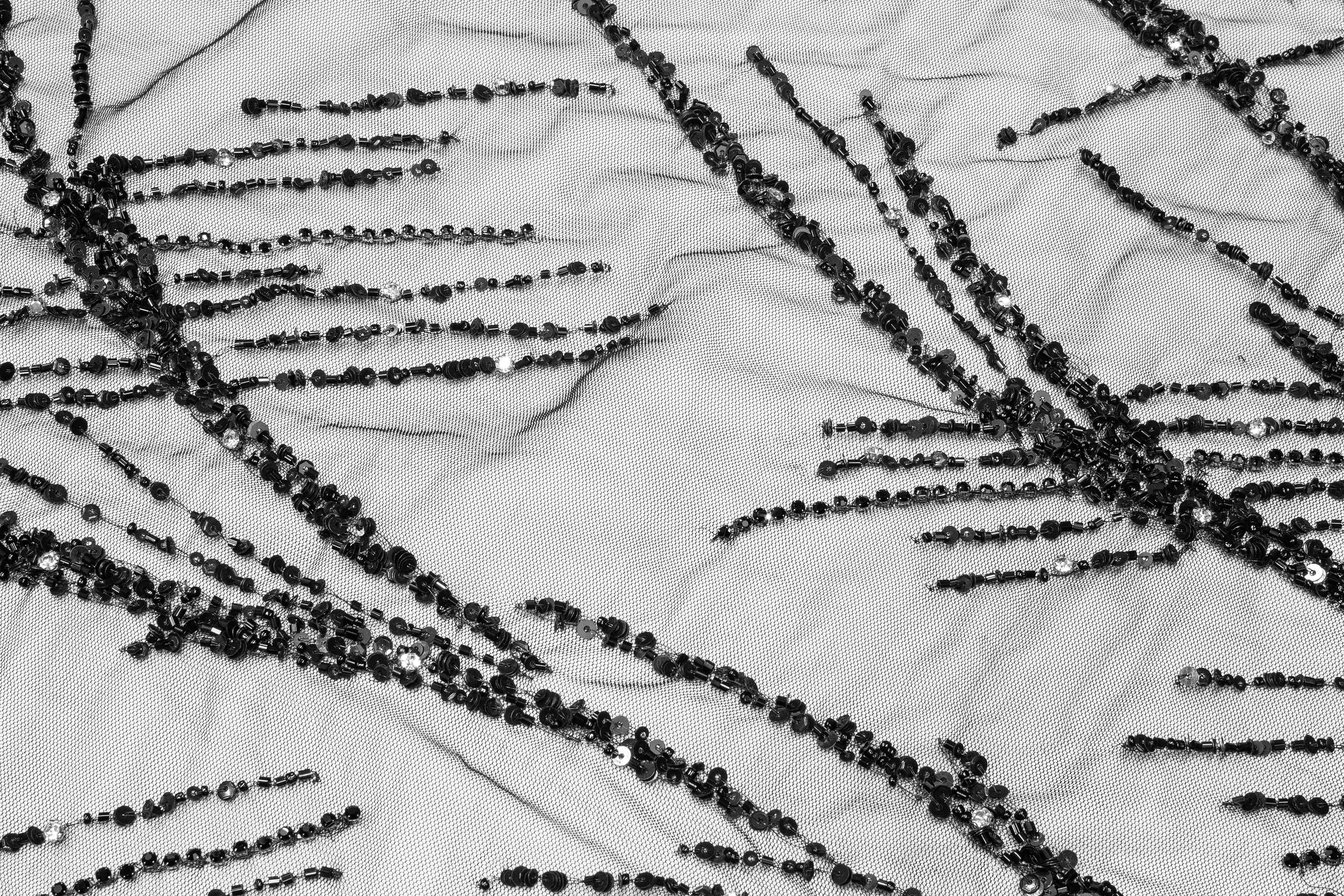 Hand Beaded and Sequined Mesh - Black - Prime Fabrics