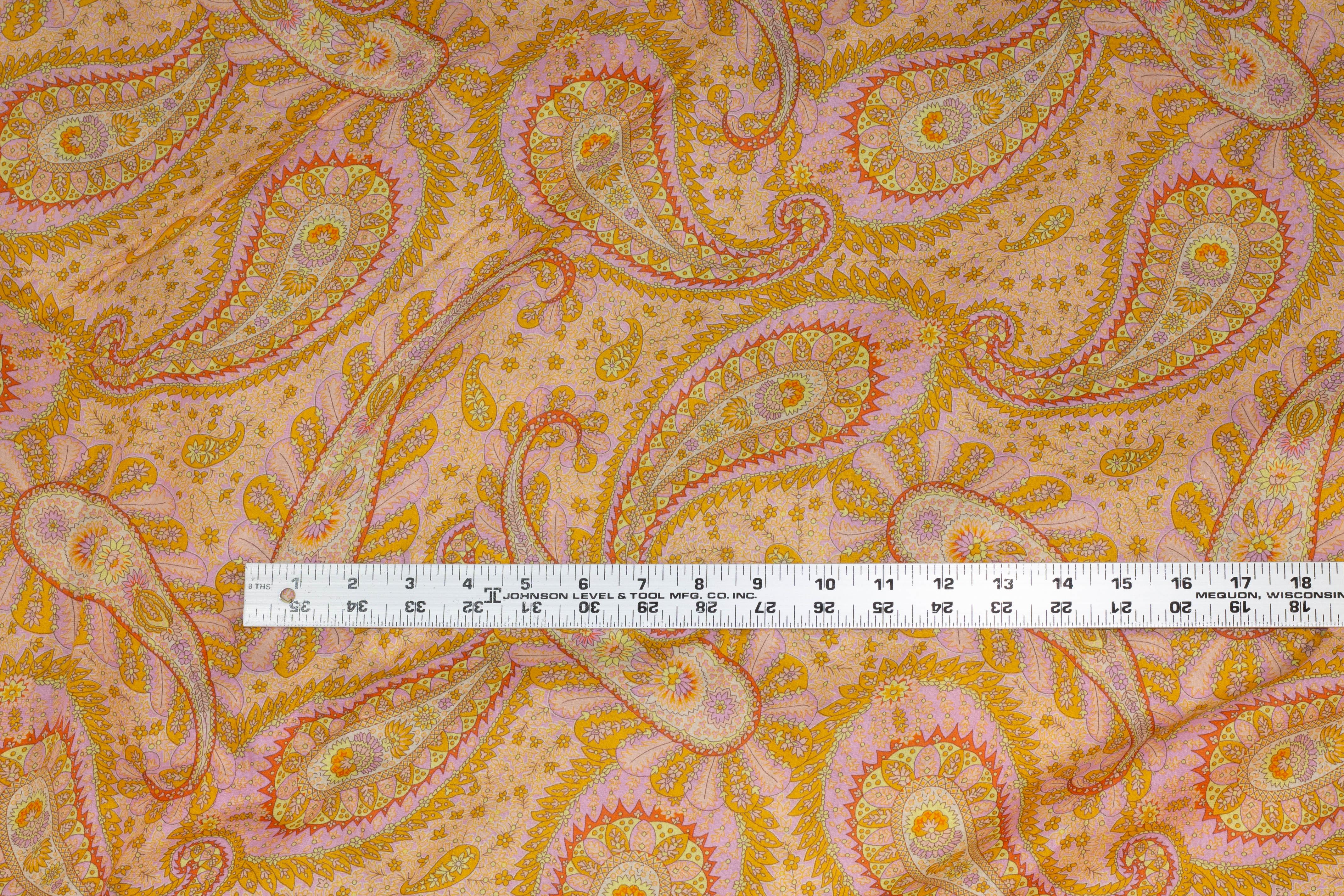 Peach Paisley Lightweight Italian Cotton - Prime Fabrics