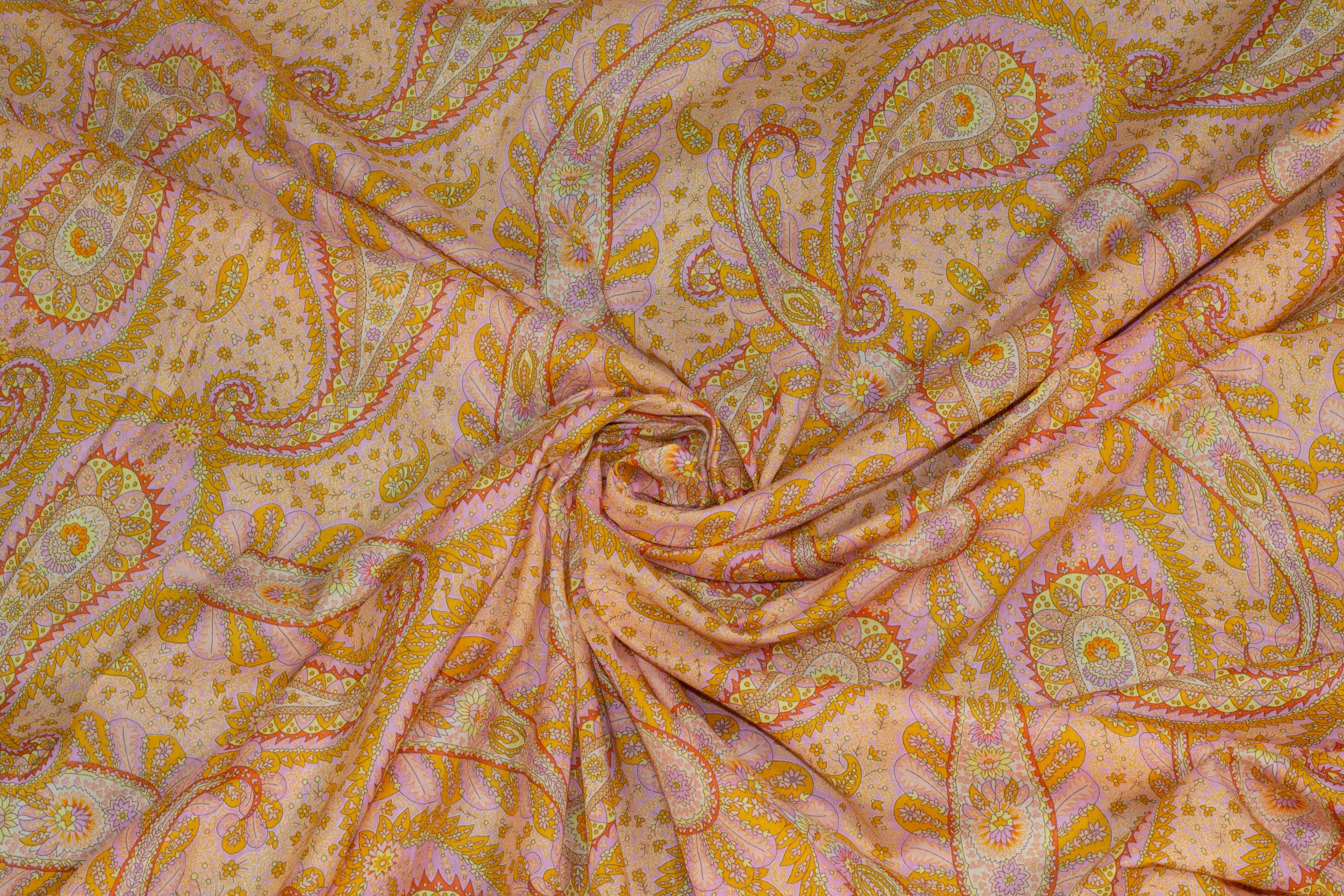 Peach Paisley Lightweight Italian Cotton - Prime Fabrics