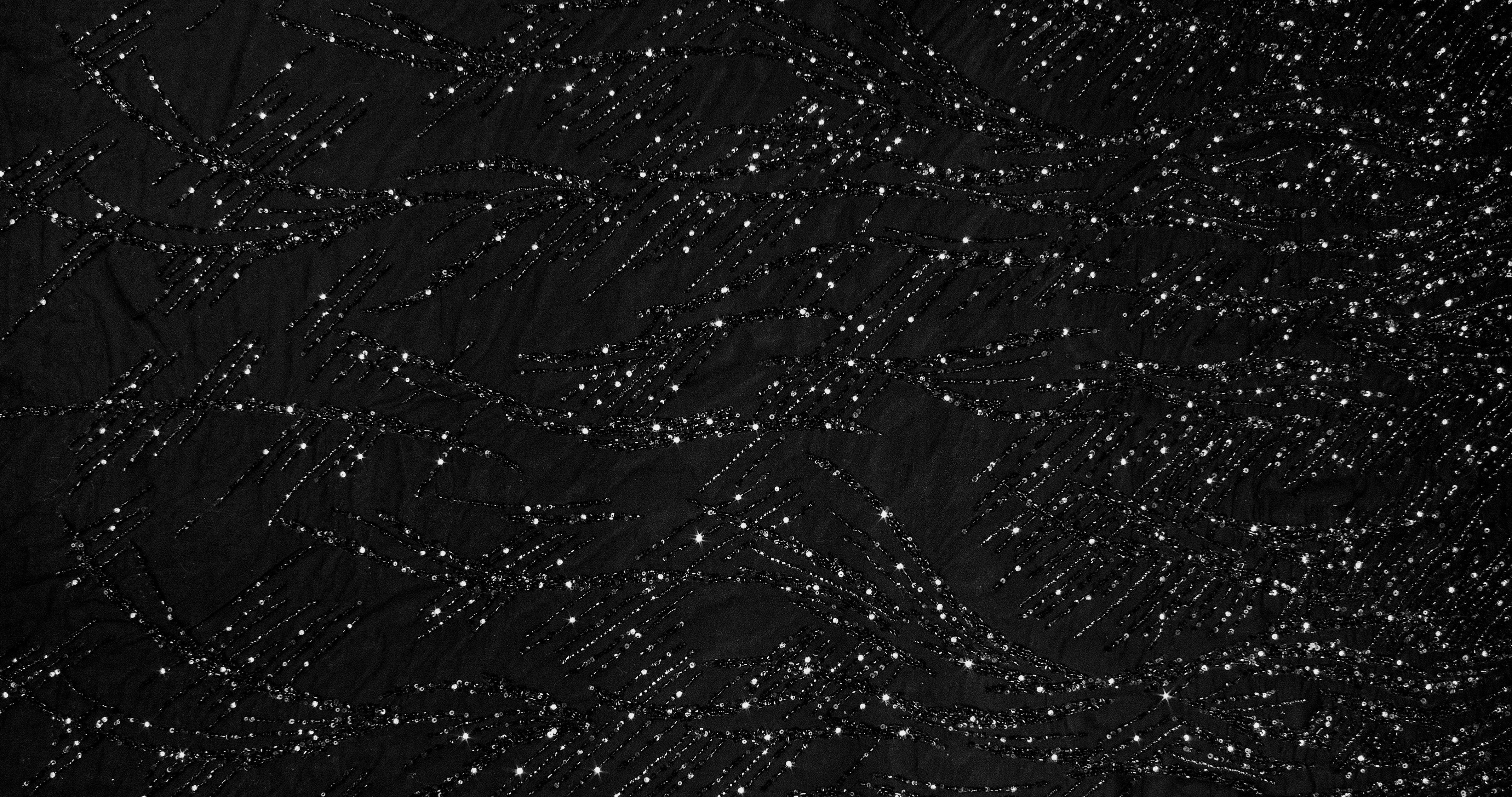 Hand Beaded and Sequined Mesh - Black - Prime Fabrics