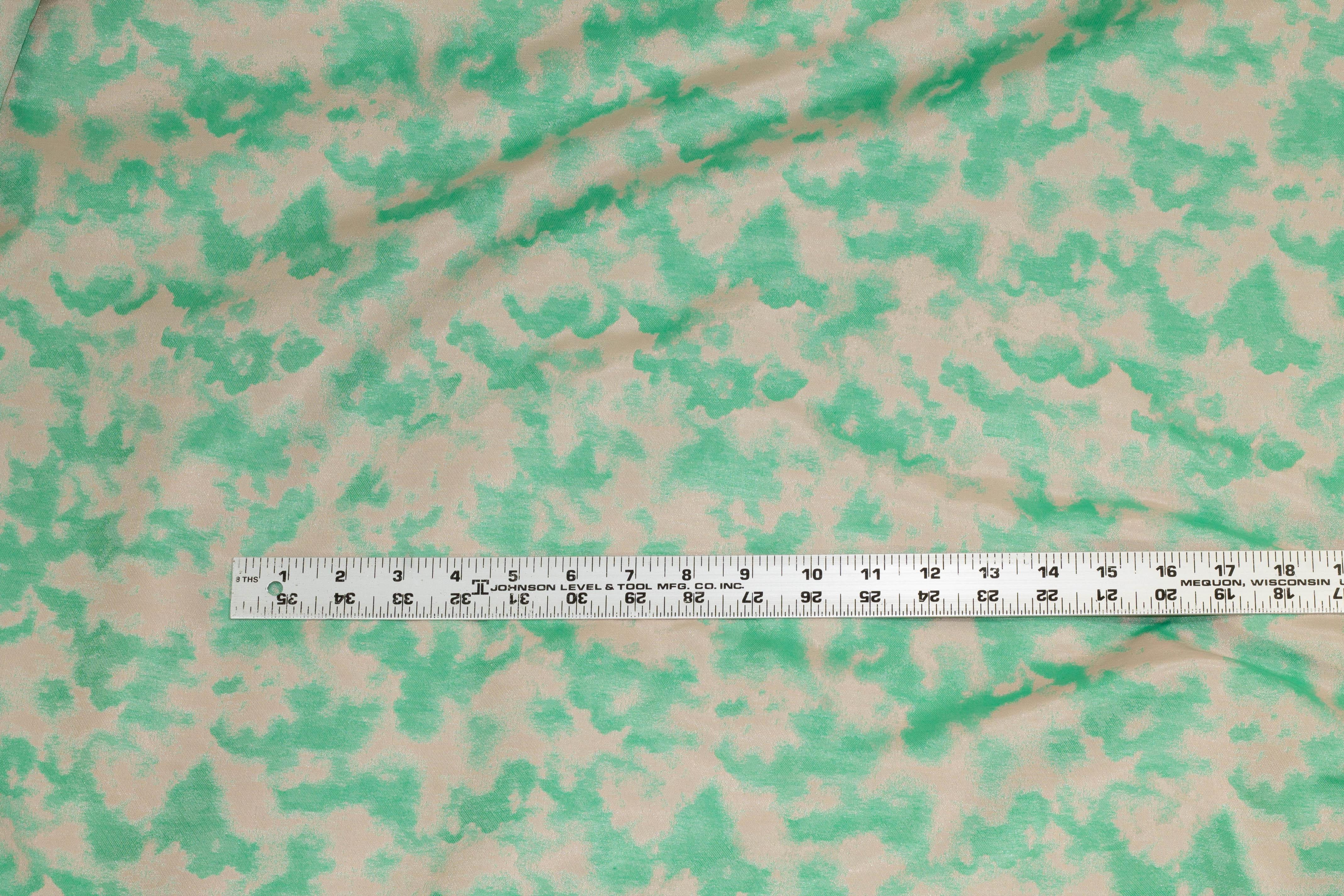 Green and Off White French Heavy Cotton - Prime Fabrics