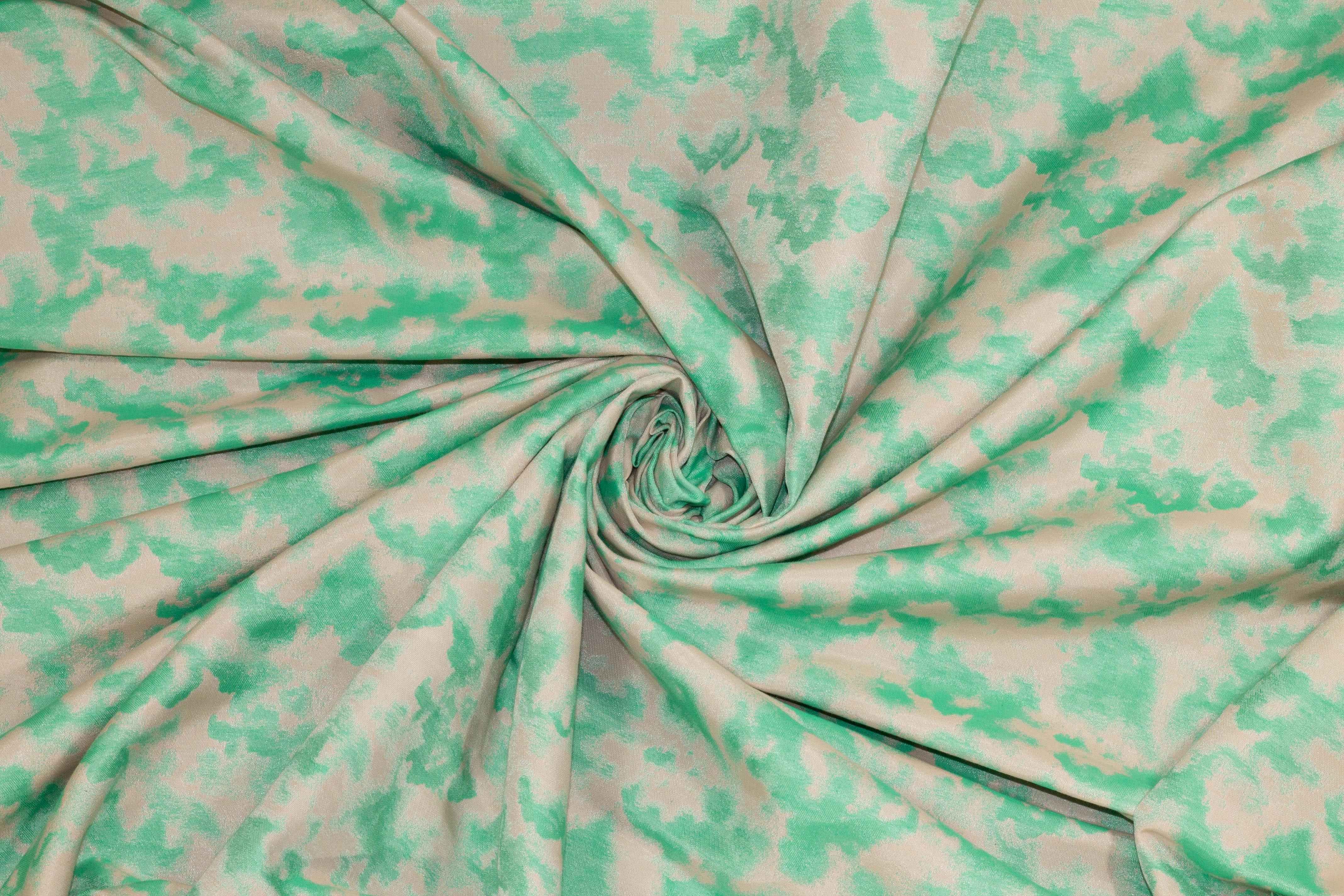 Green and Off White French Heavy Cotton - Prime Fabrics
