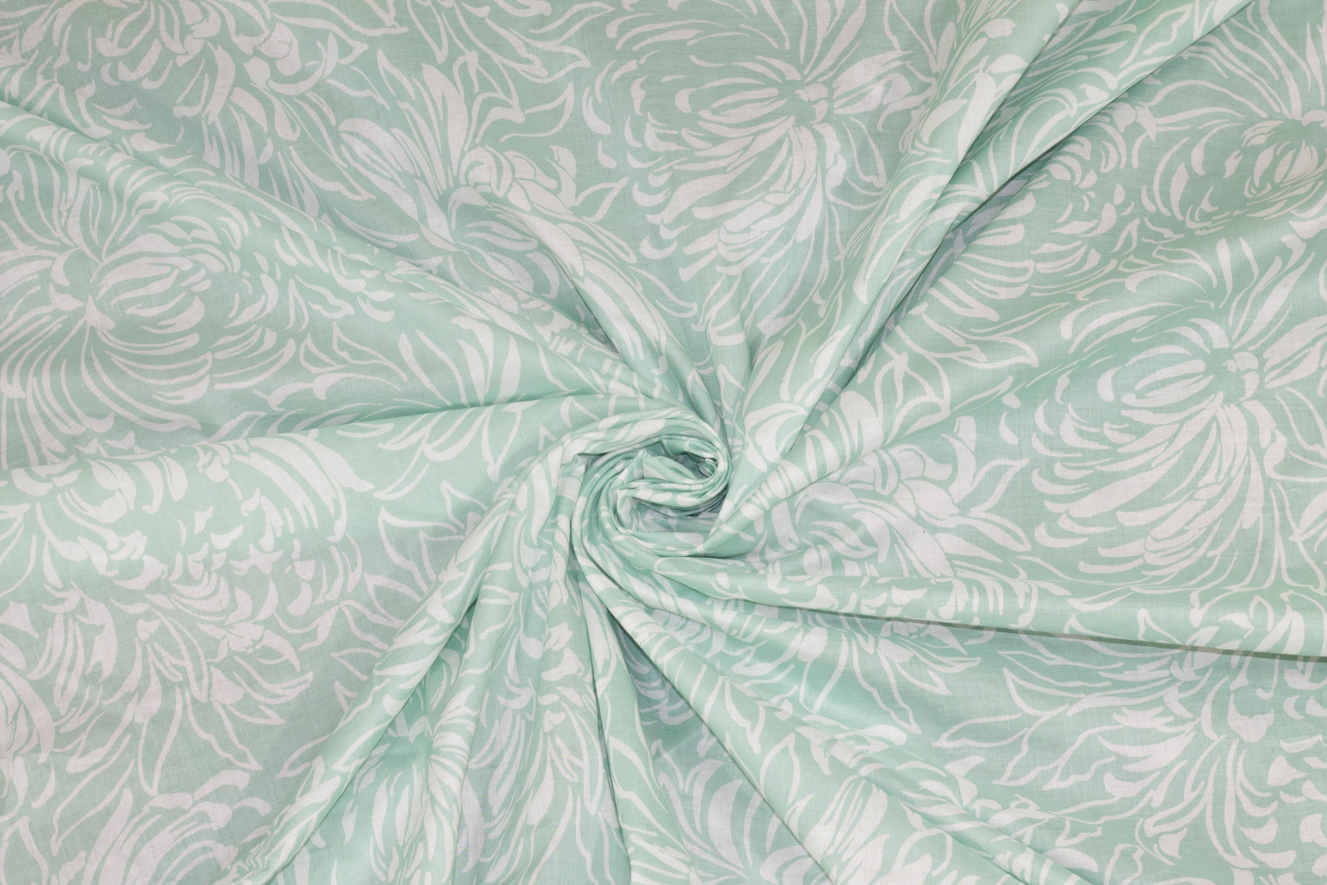 Tiffany Blue Floral Cotton - Prime Fabrics