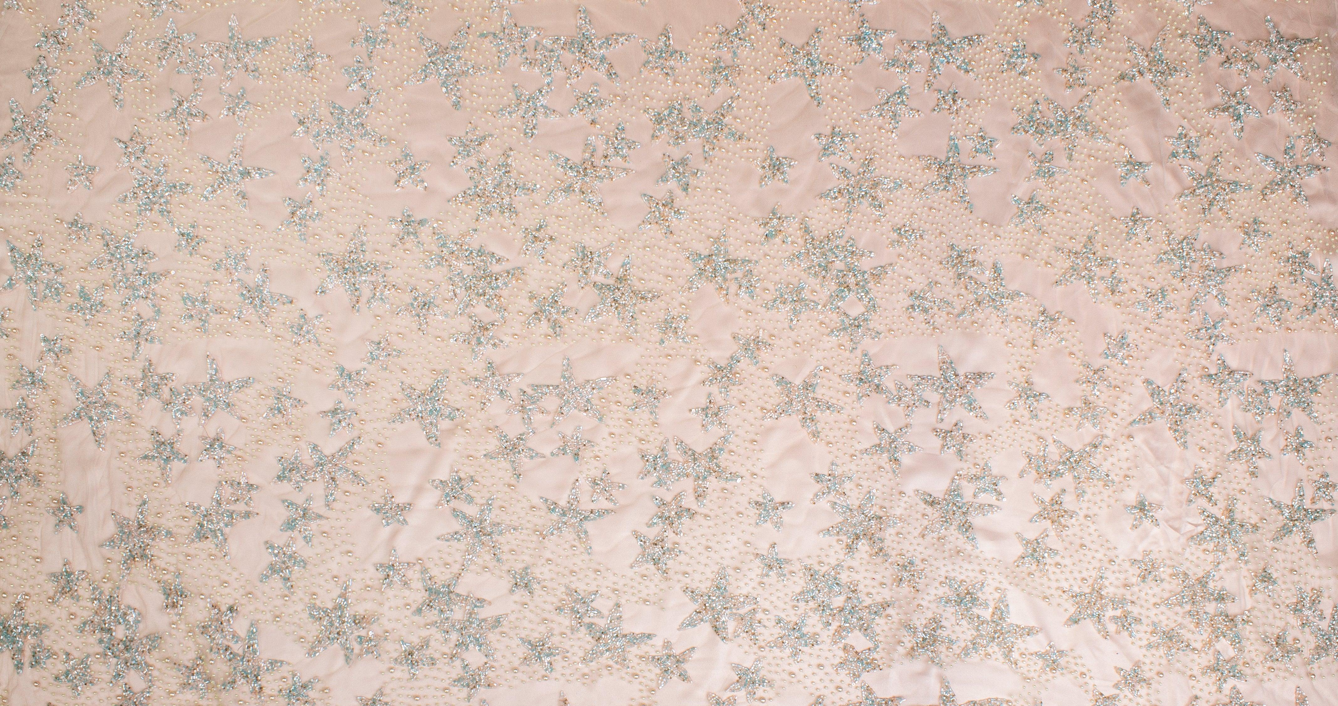 Star Design Hand Beaded and Sequined Mesh - Multicolor - Prime Fabrics