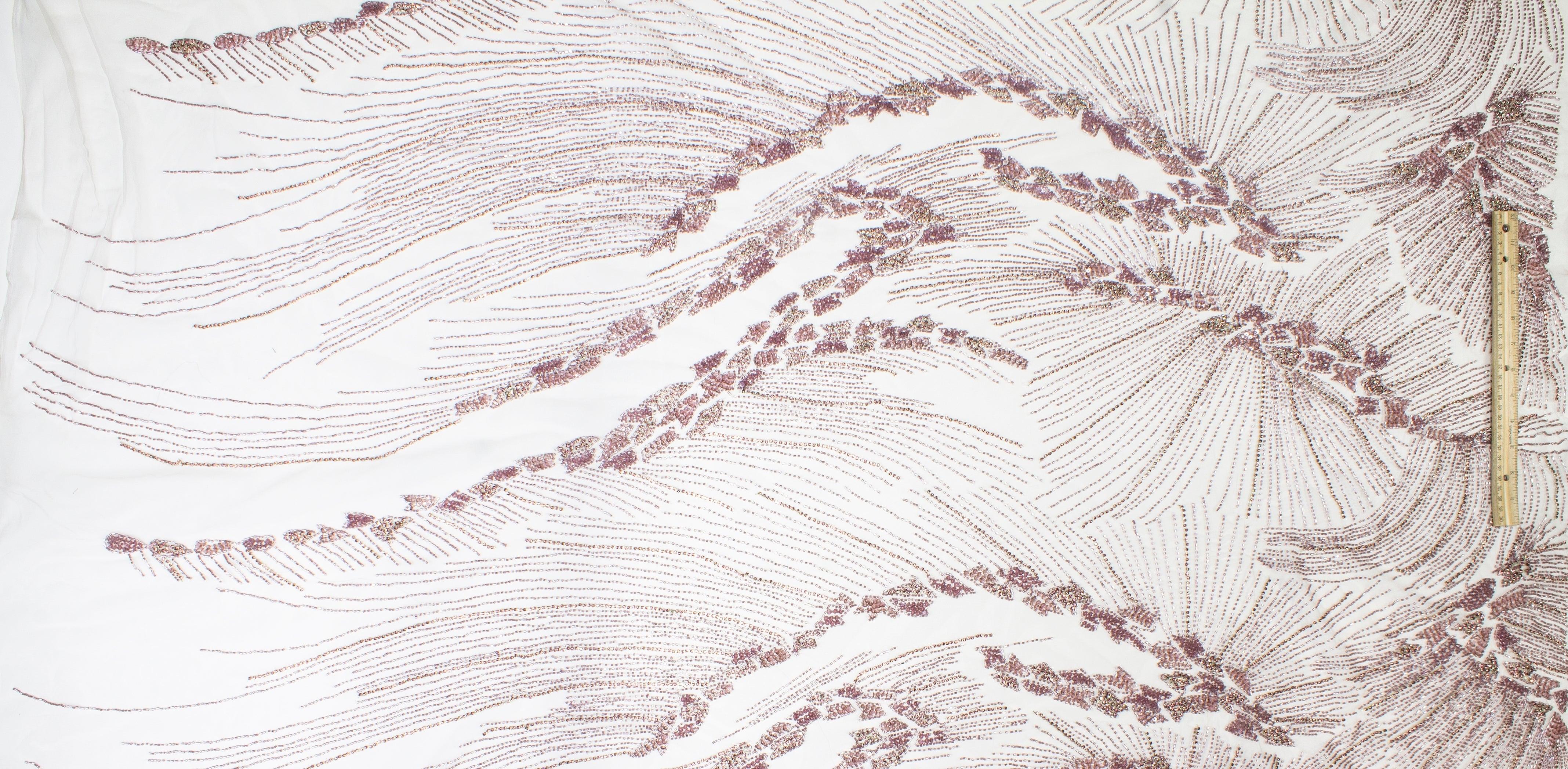 Hand Beaded and Sequined Mesh - Blush Pink - Prime Fabrics