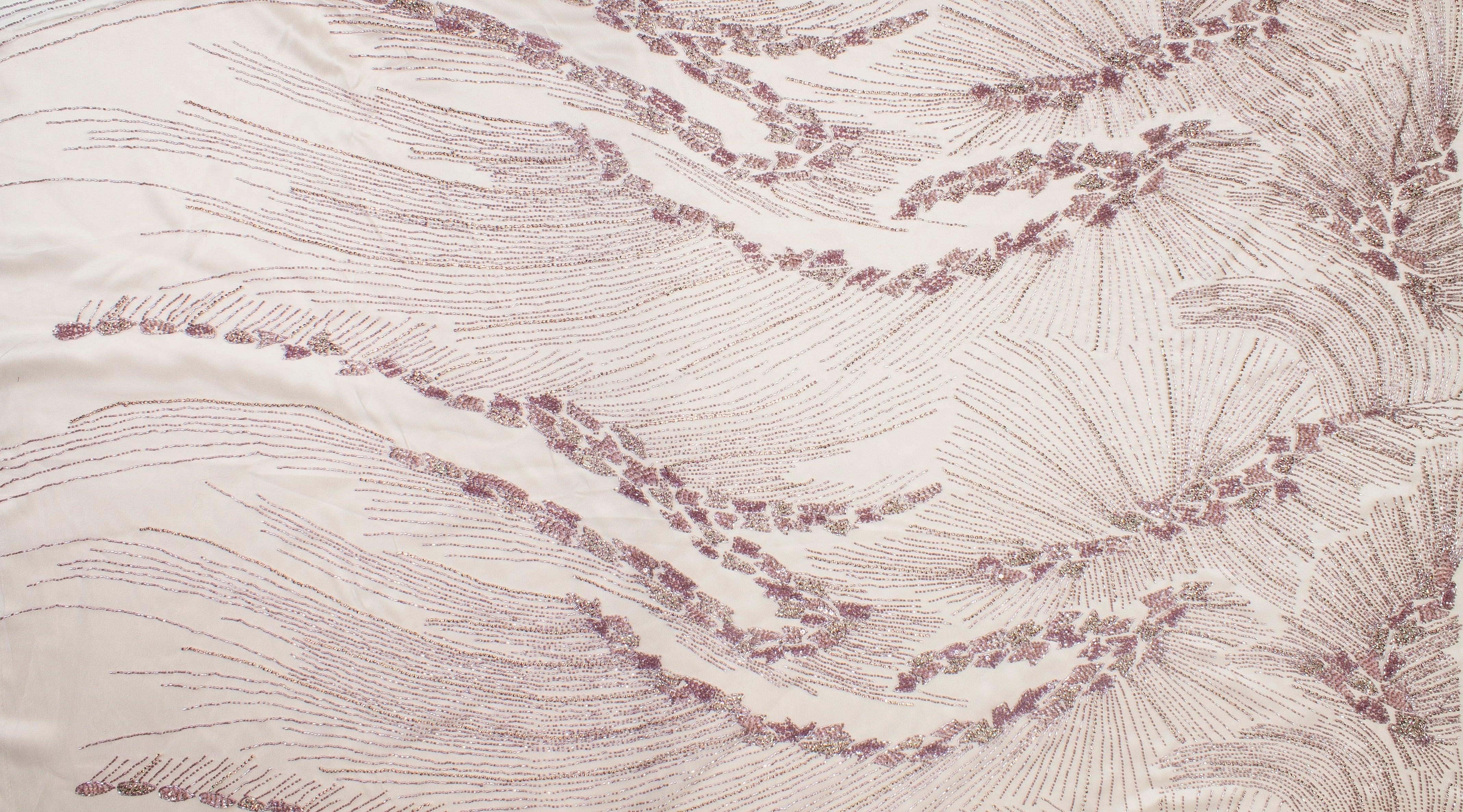 Hand Beaded and Sequined Mesh - Blush Pink - Prime Fabrics