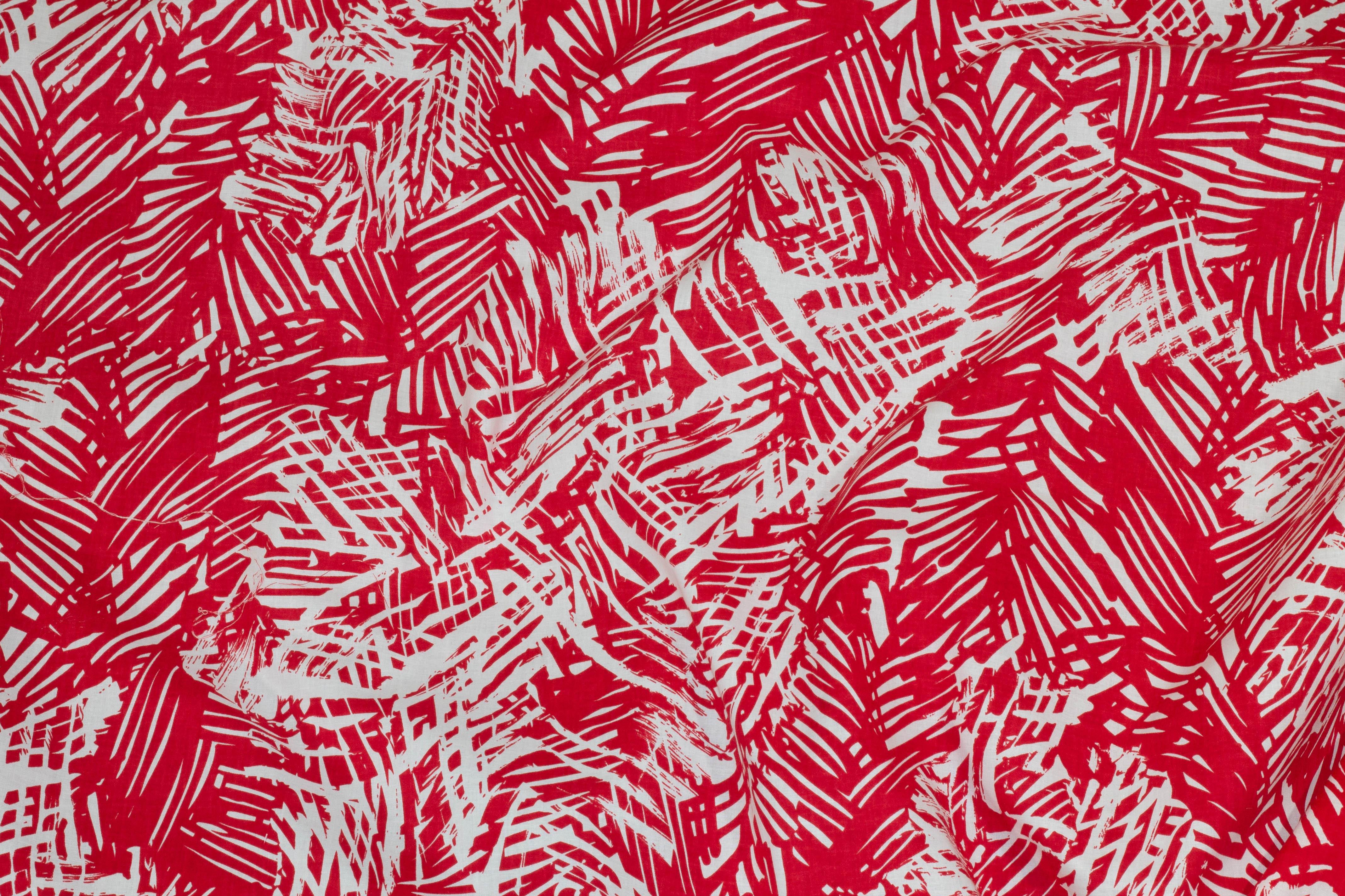 Red and White Abstract Cotton - Prime Fabrics