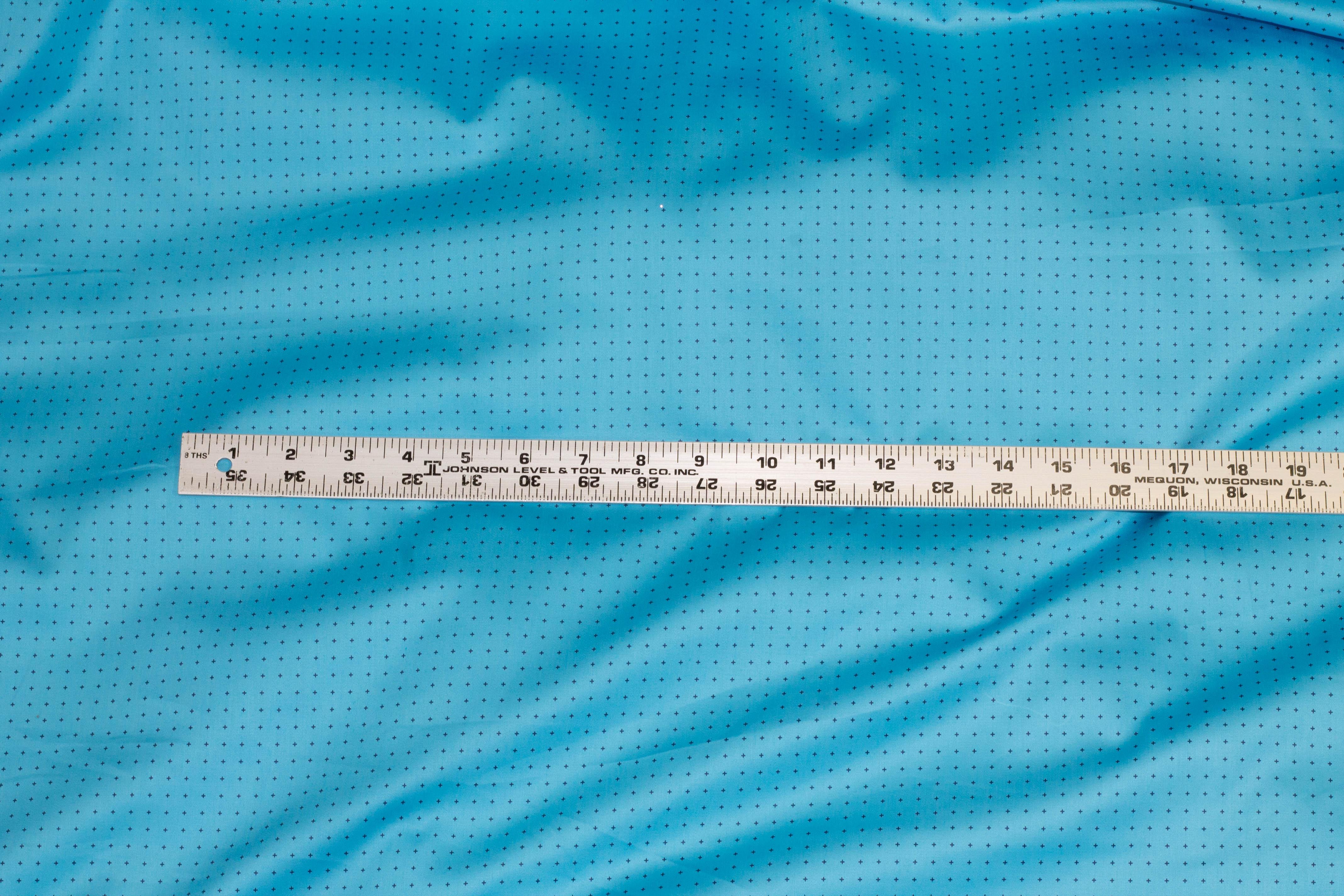 Sky Blue Cross Dot Cotton Sateen - Prime Fabrics