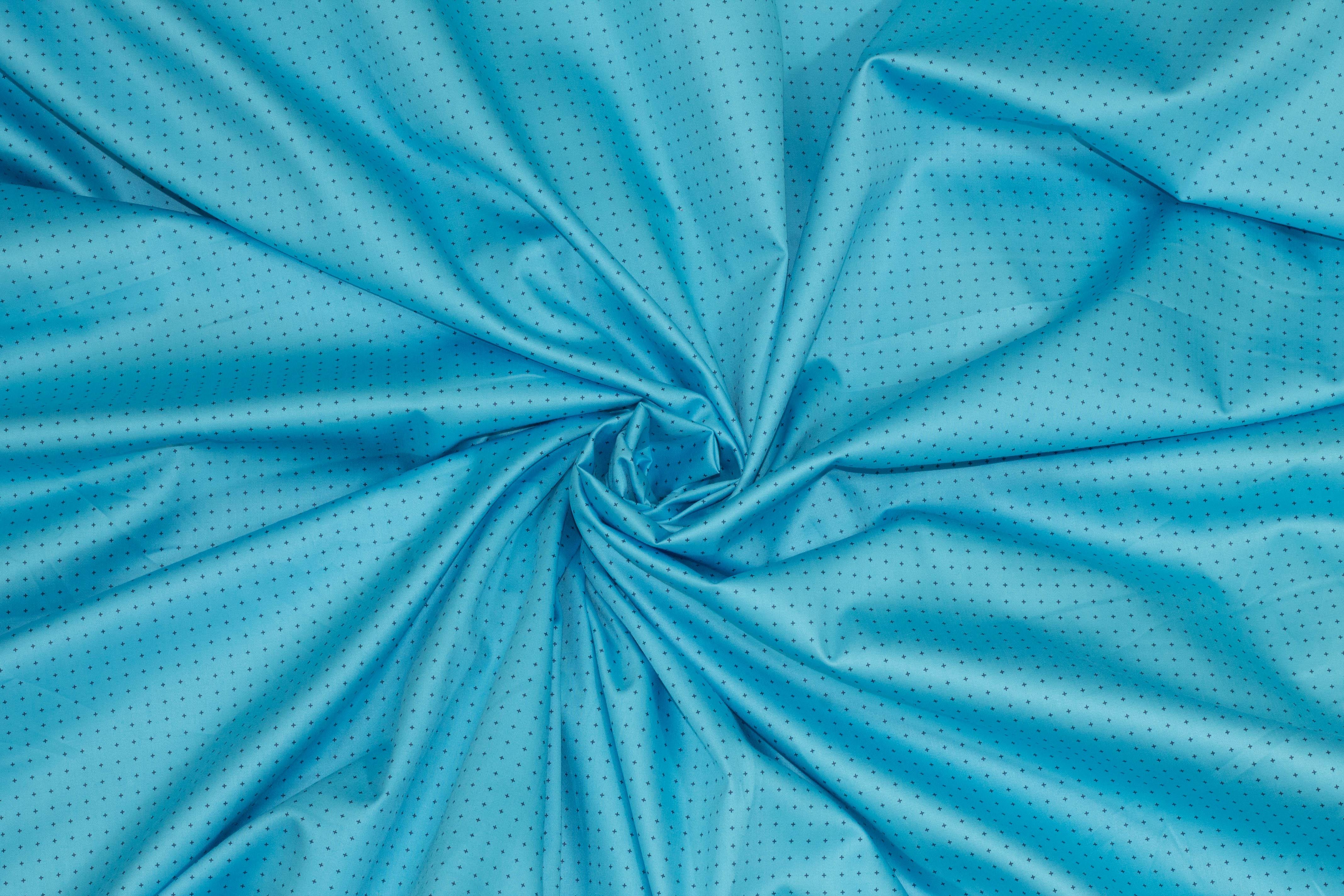 Sky Blue Cross Dot Cotton Sateen - Prime Fabrics