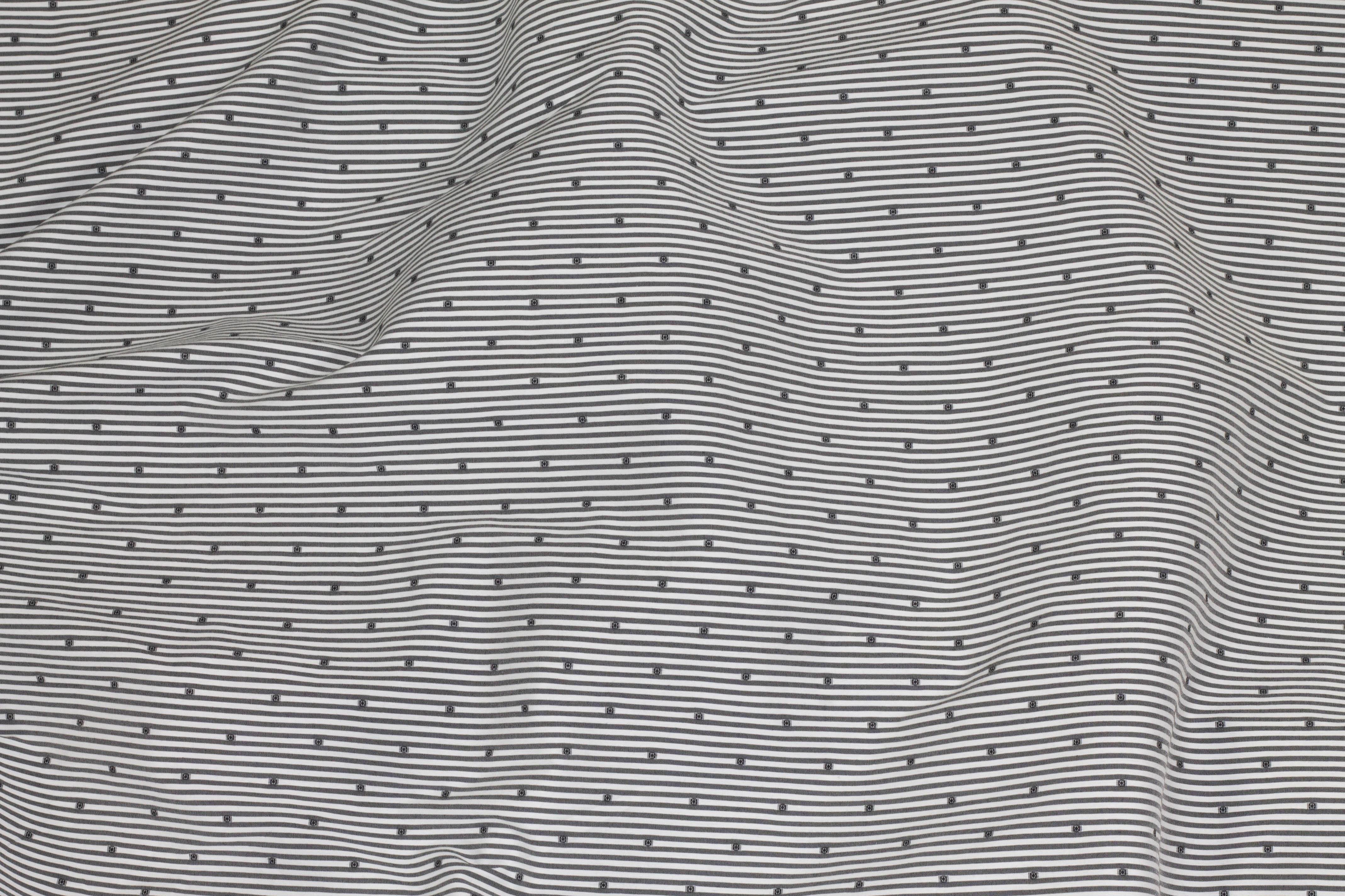 Black and White Striped and Embroidered Cotton - Prime Fabrics