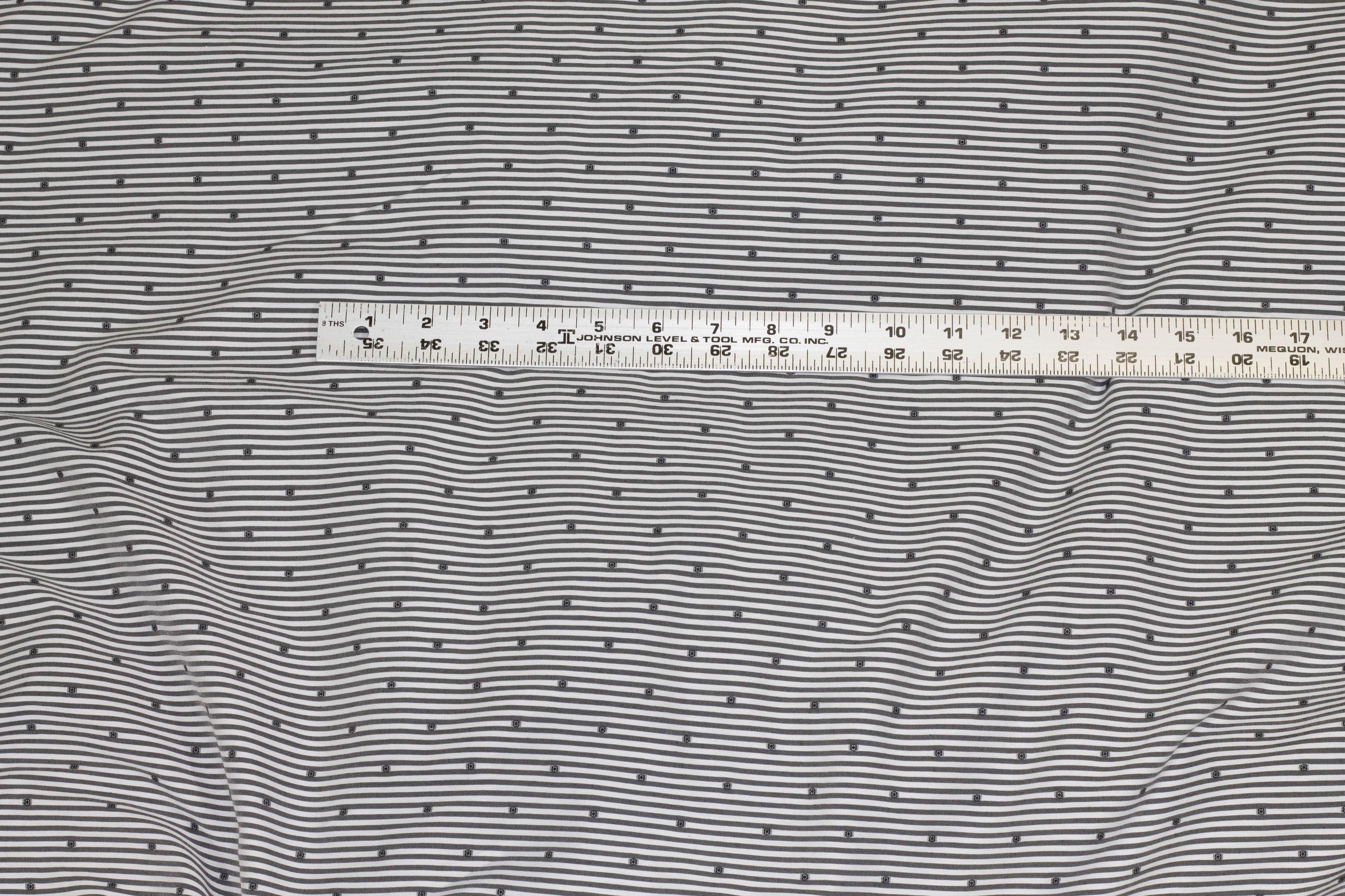 Black and White Striped and Embroidered Cotton - Prime Fabrics