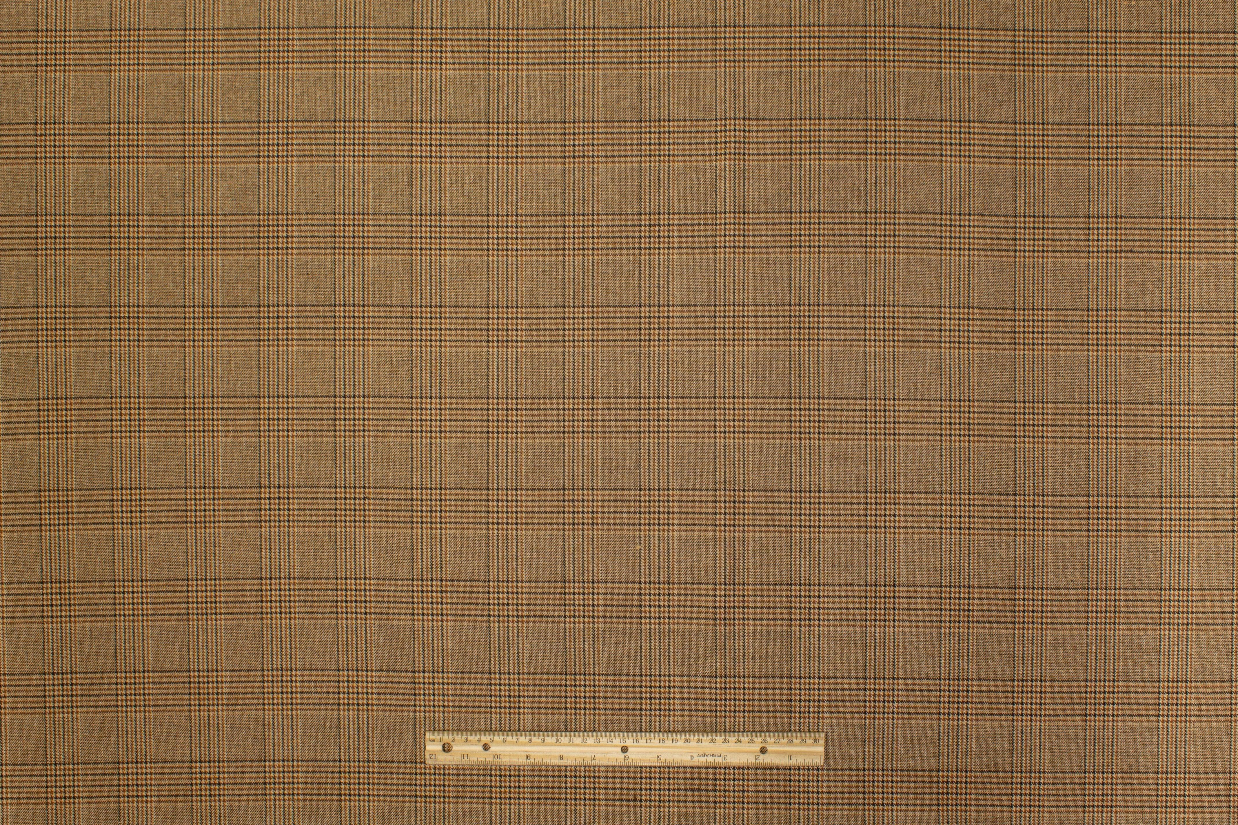 Glen Check Wool Suiting - Brown - Prime Fabrics