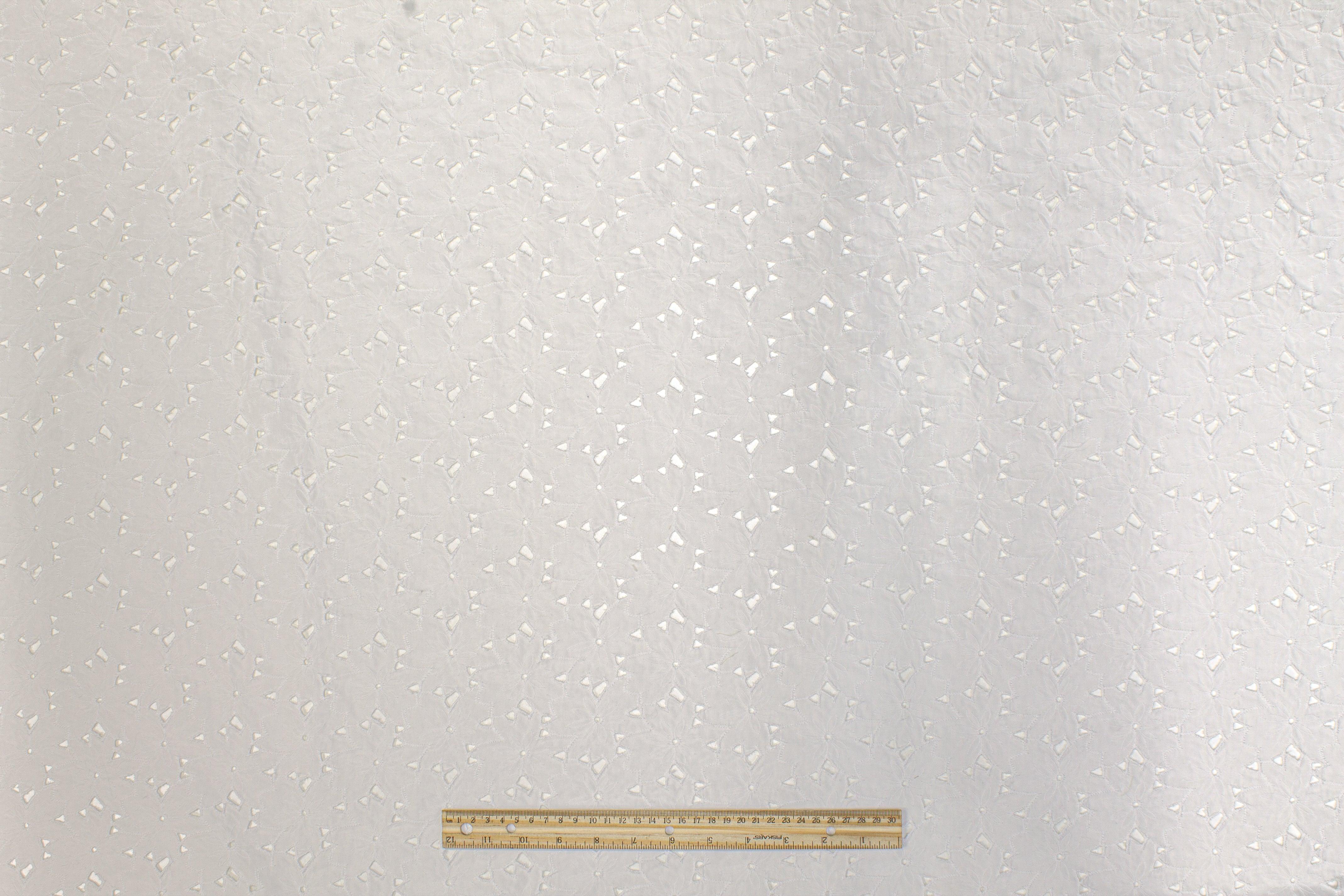 Floral Cotton Eyelet - White - Prime Fabrics