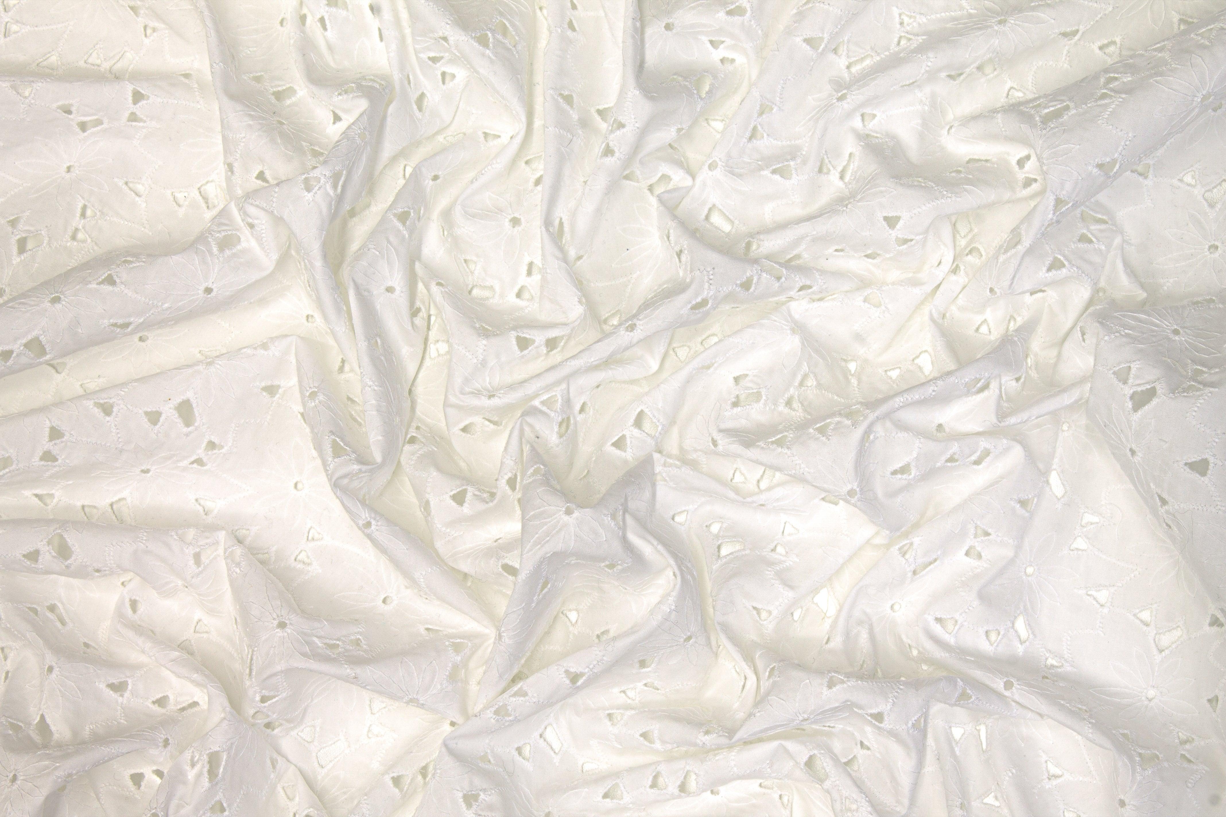 Floral Cotton Eyelet - White - Prime Fabrics