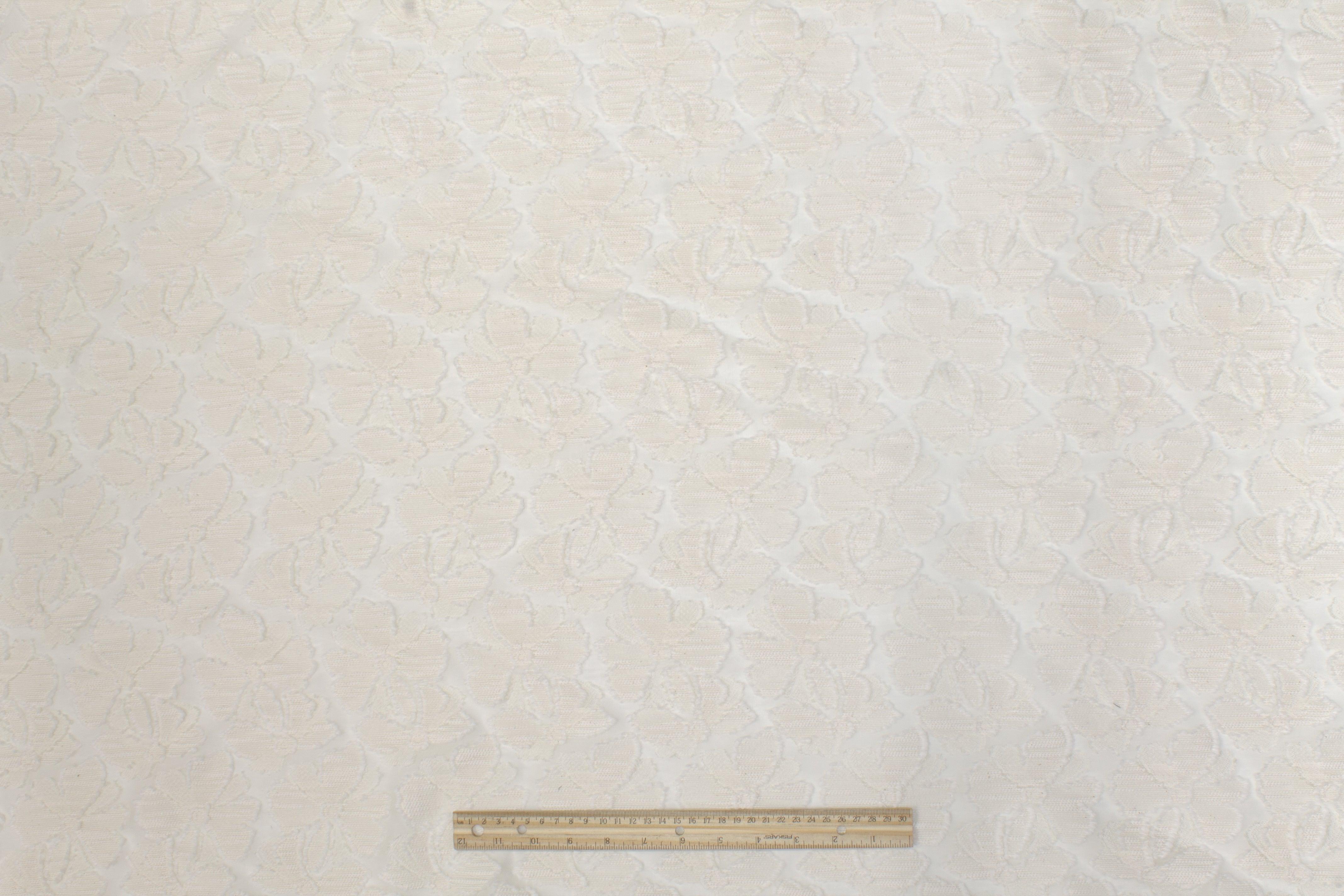 Floral Embroidered Italian Cotton Burnout - Ivory - Prime Fabrics