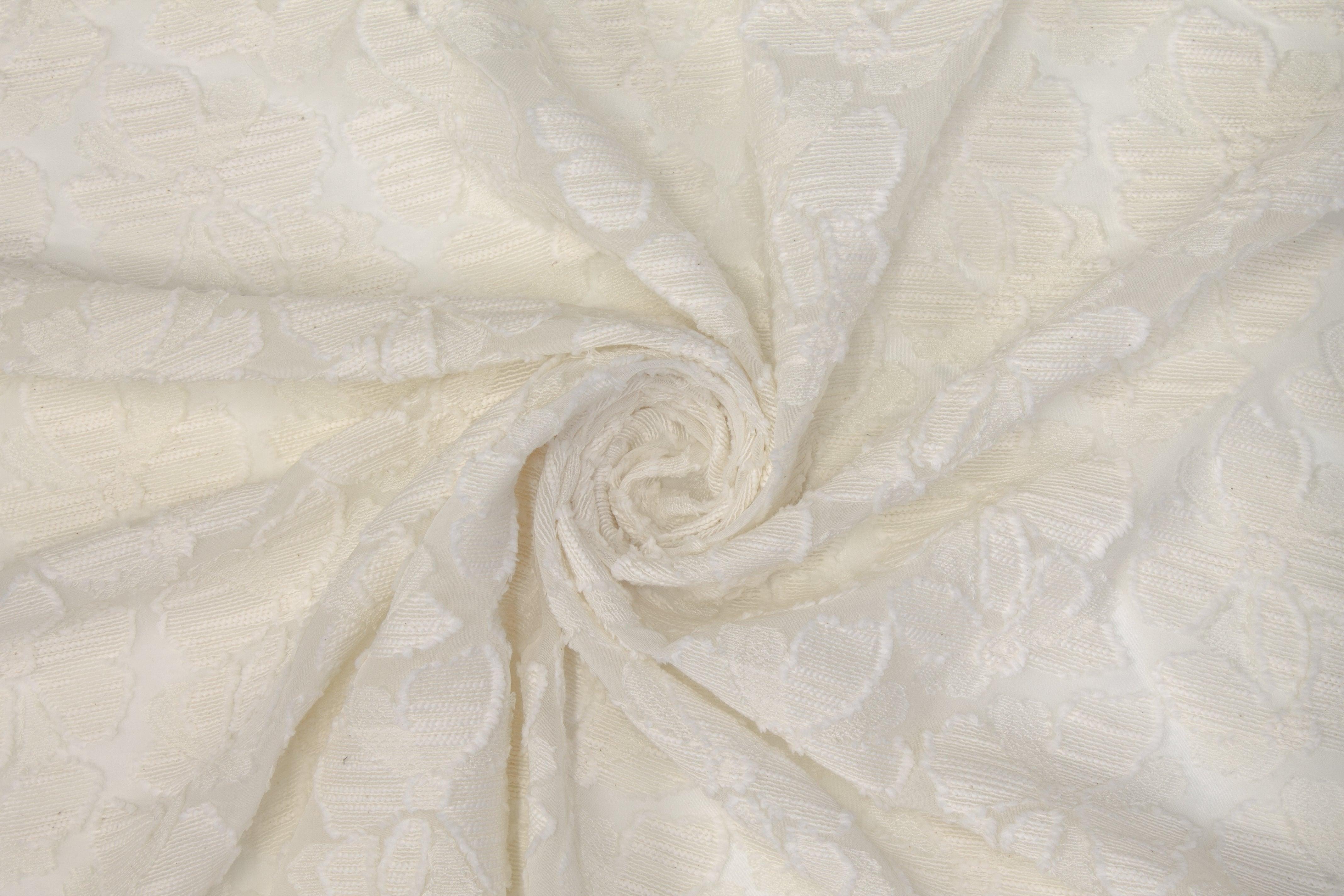 Floral Embroidered Italian Cotton Burnout - Ivory - Prime Fabrics