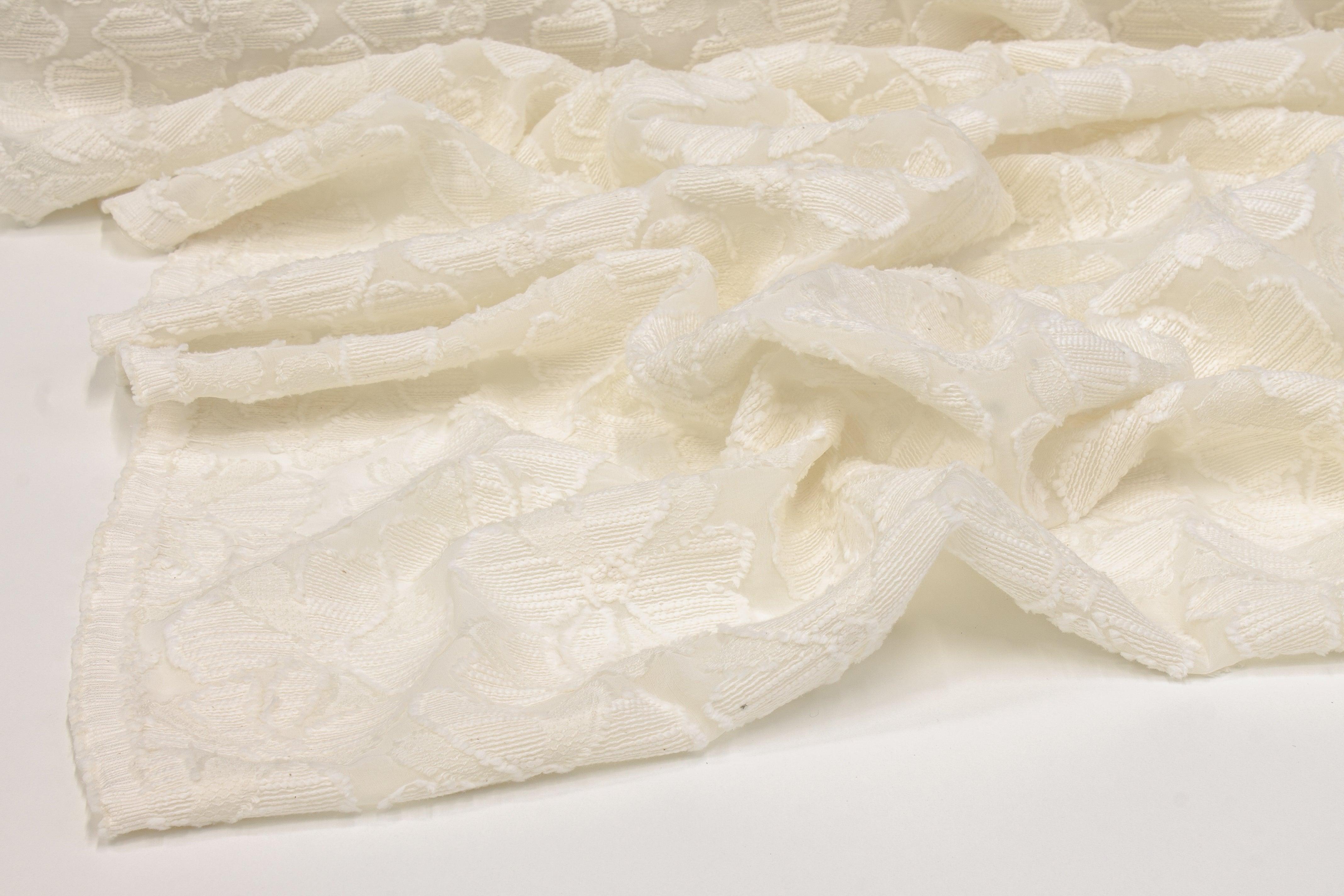 Floral Embroidered Italian Cotton Burnout - Ivory - Prime Fabrics