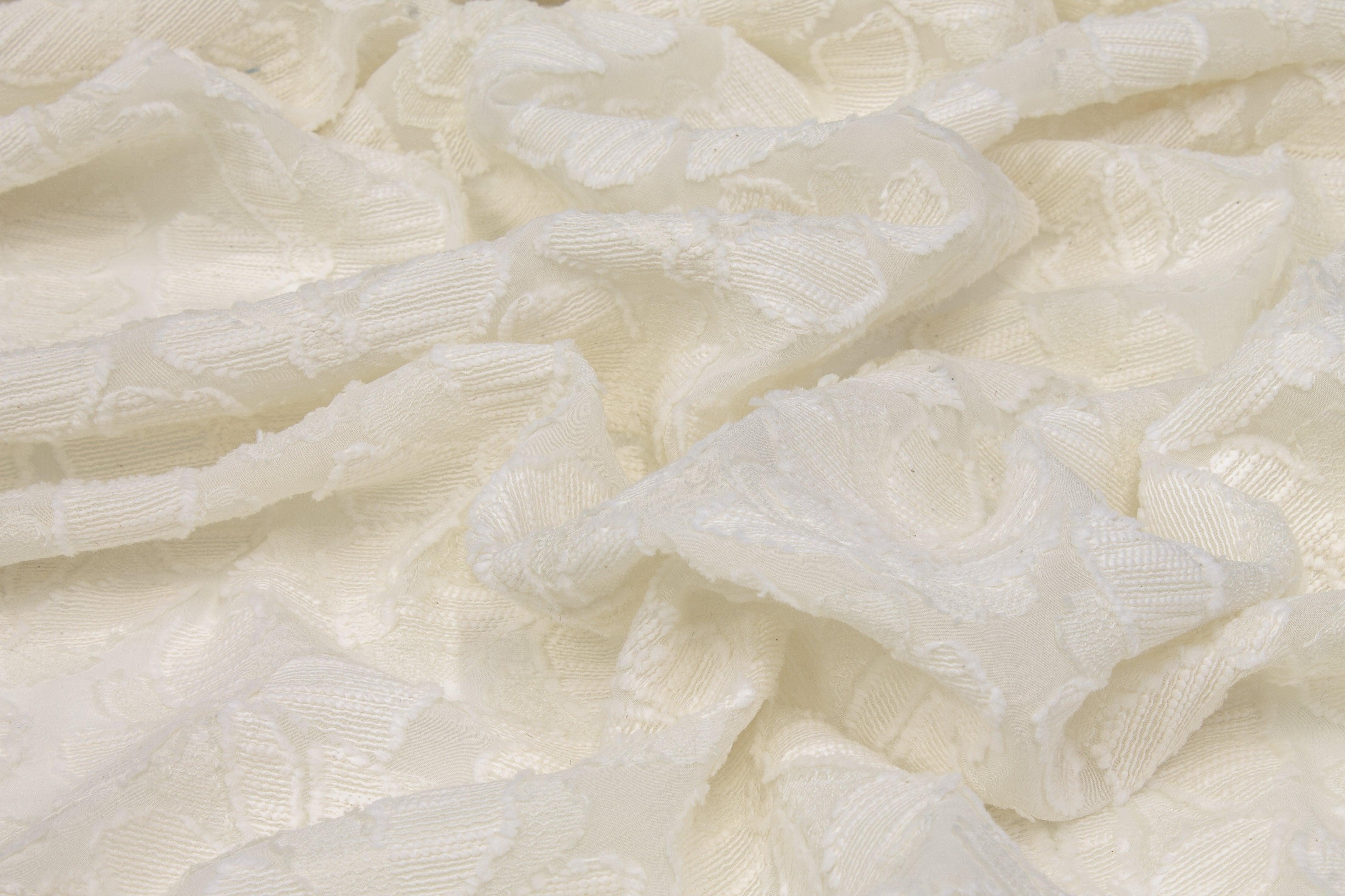 Floral Embroidered Italian Cotton Burnout - Ivory - Prime Fabrics