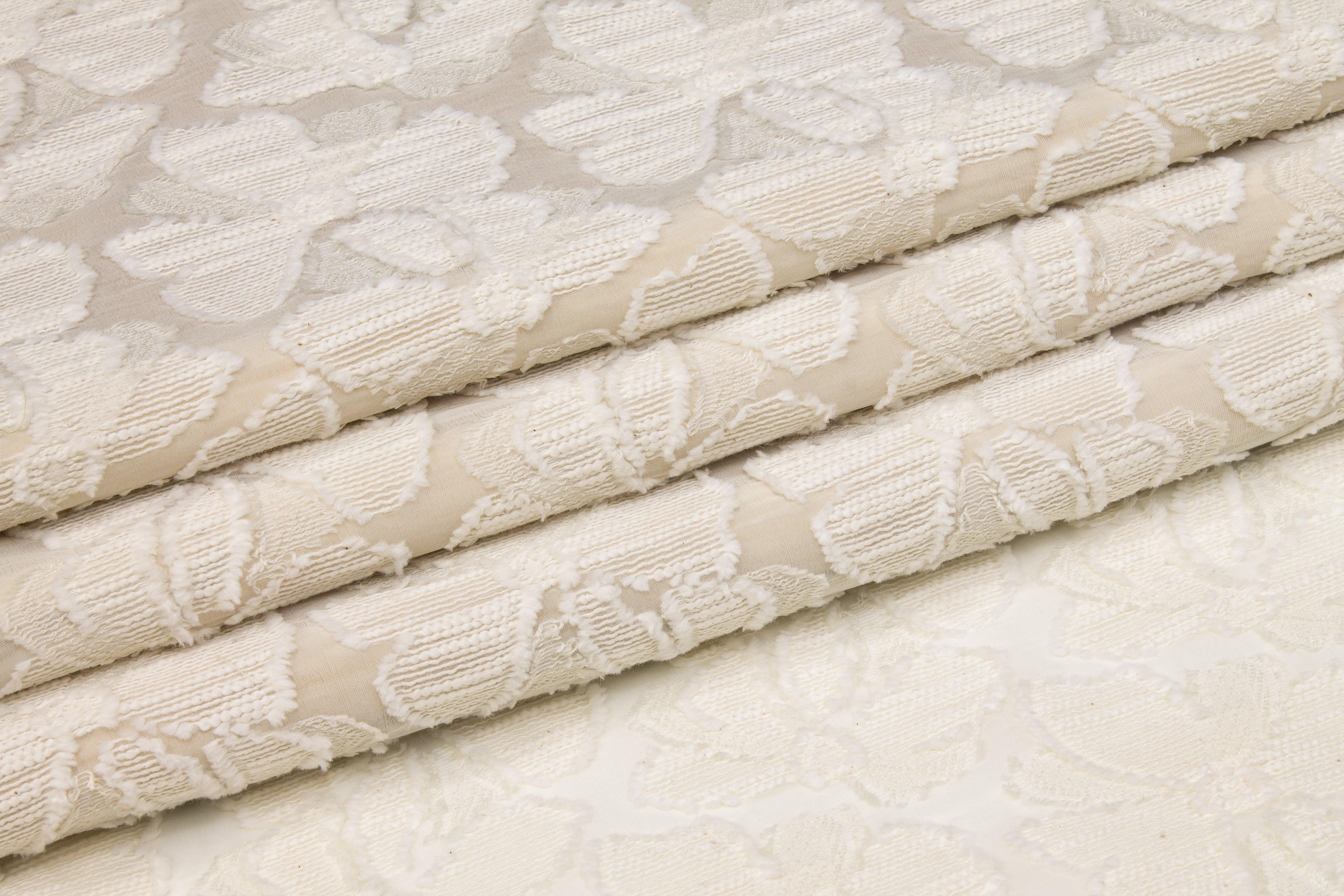 Floral Embroidered Italian Cotton Burnout - Ivory - Prime Fabrics