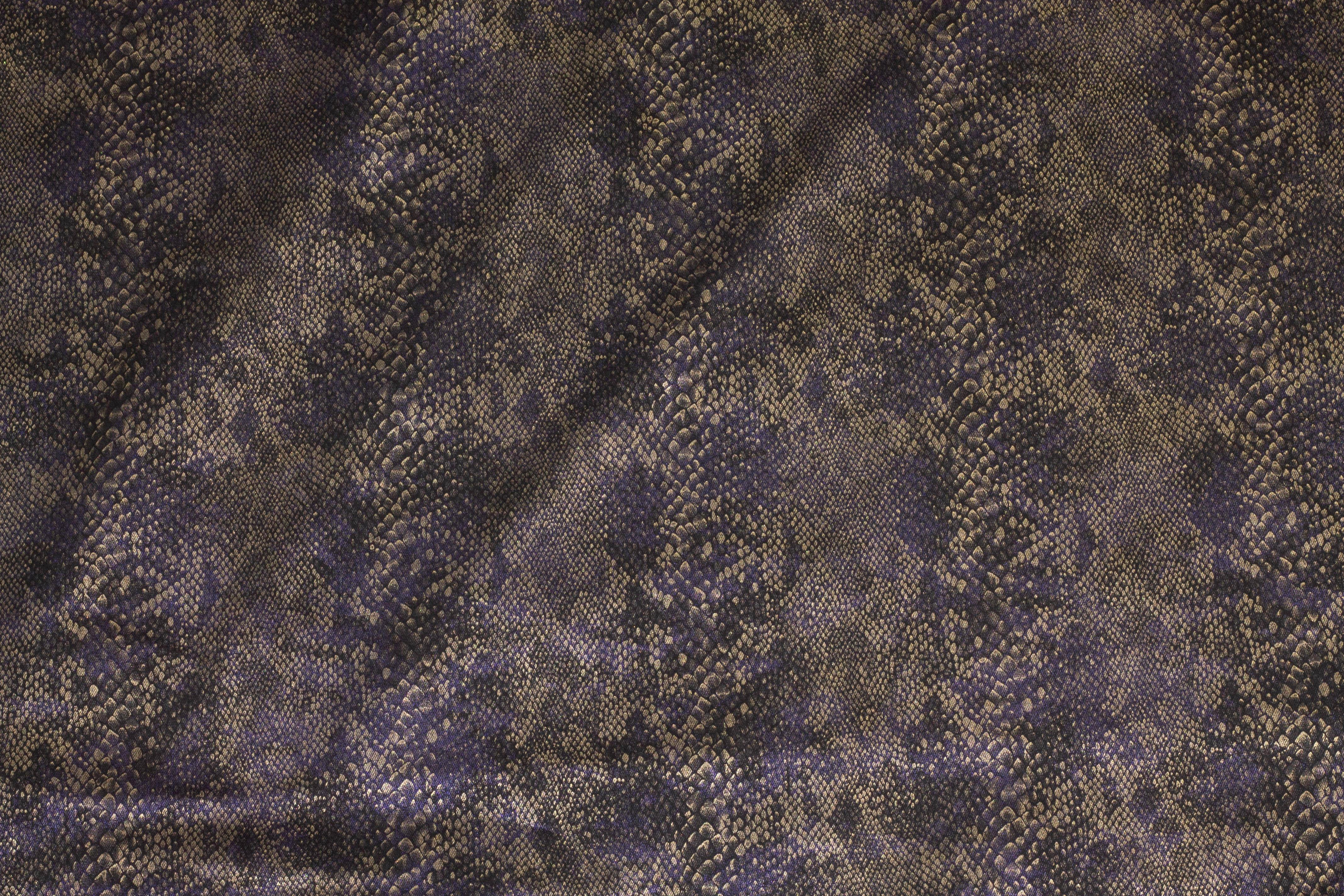 Brown and Purple Snake Design Cotton Sateen - Prime Fabrics