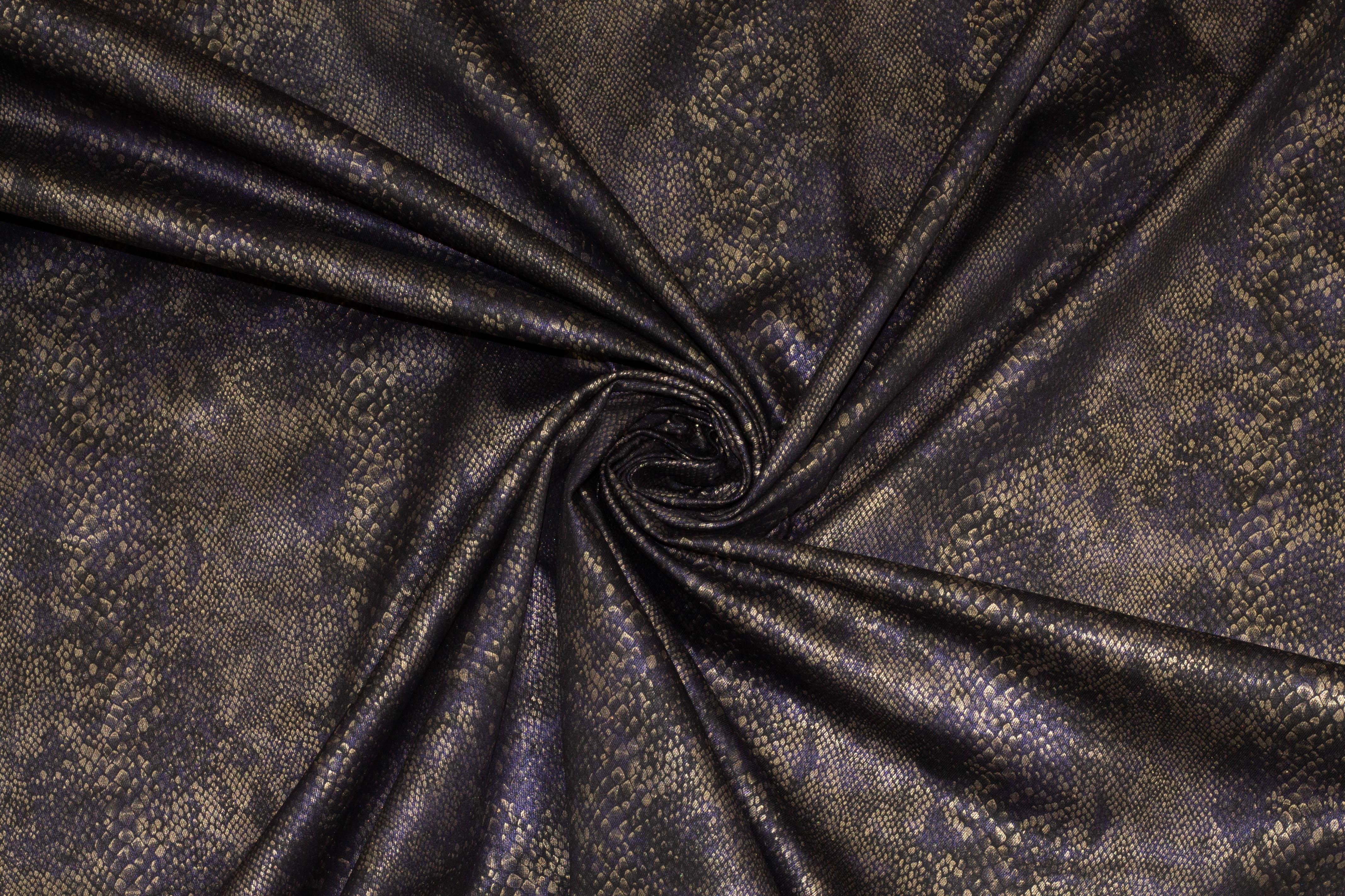 Brown and Purple Snake Design Cotton Sateen - Prime Fabrics