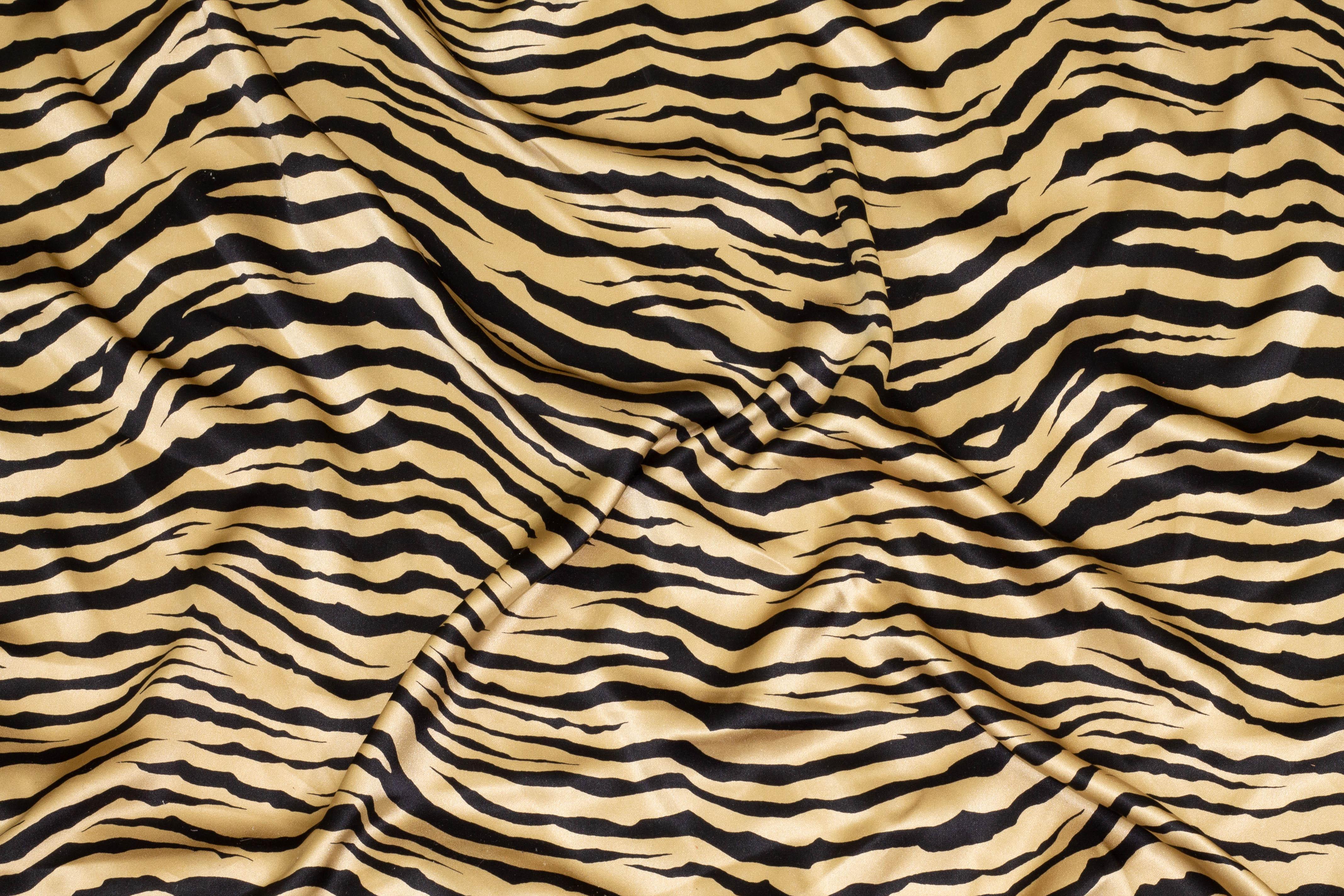 Gold and Black Zebra Print Silk Charmeuse
