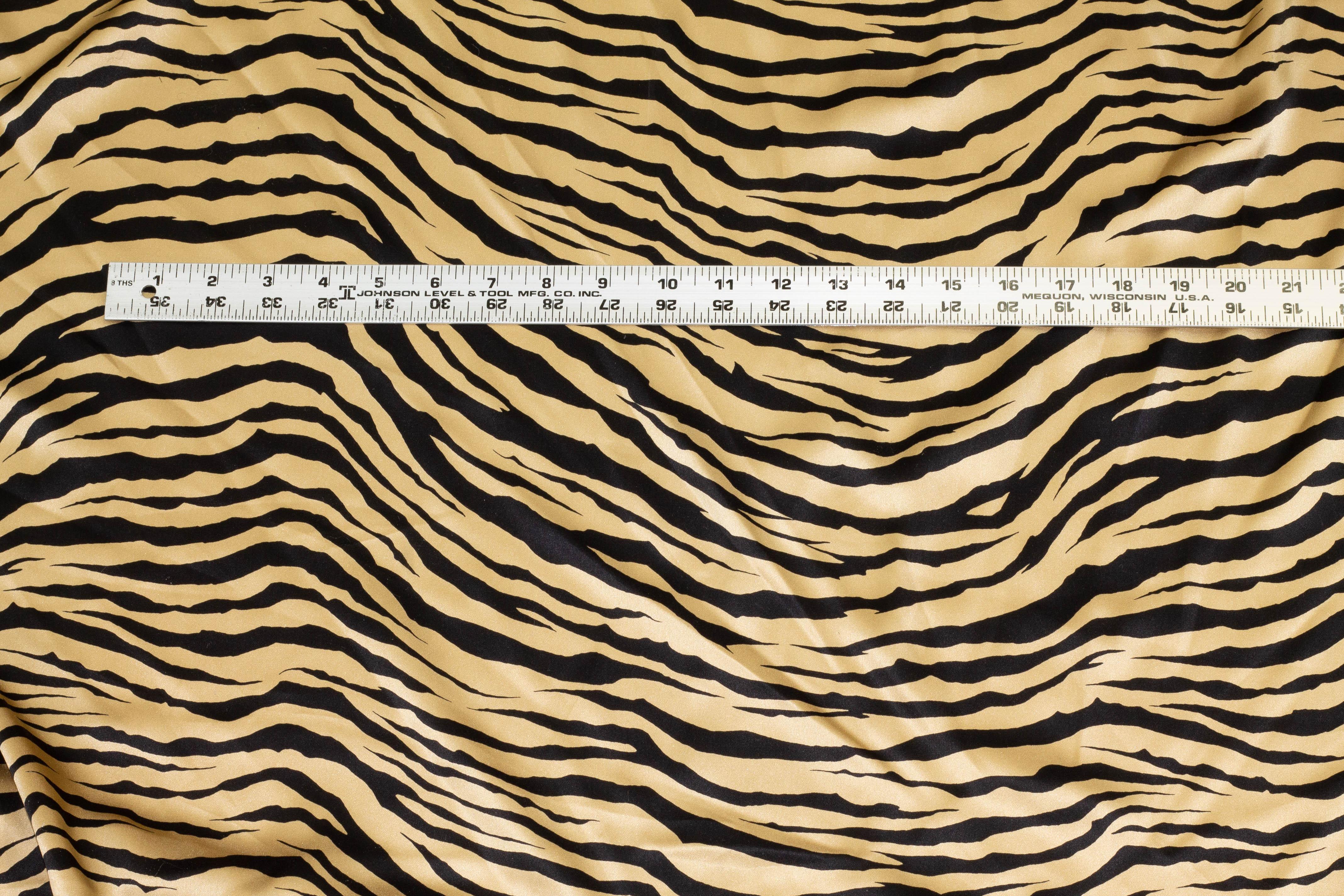 Gold and Black Zebra Print Silk Charmeuse - Prime Fabrics