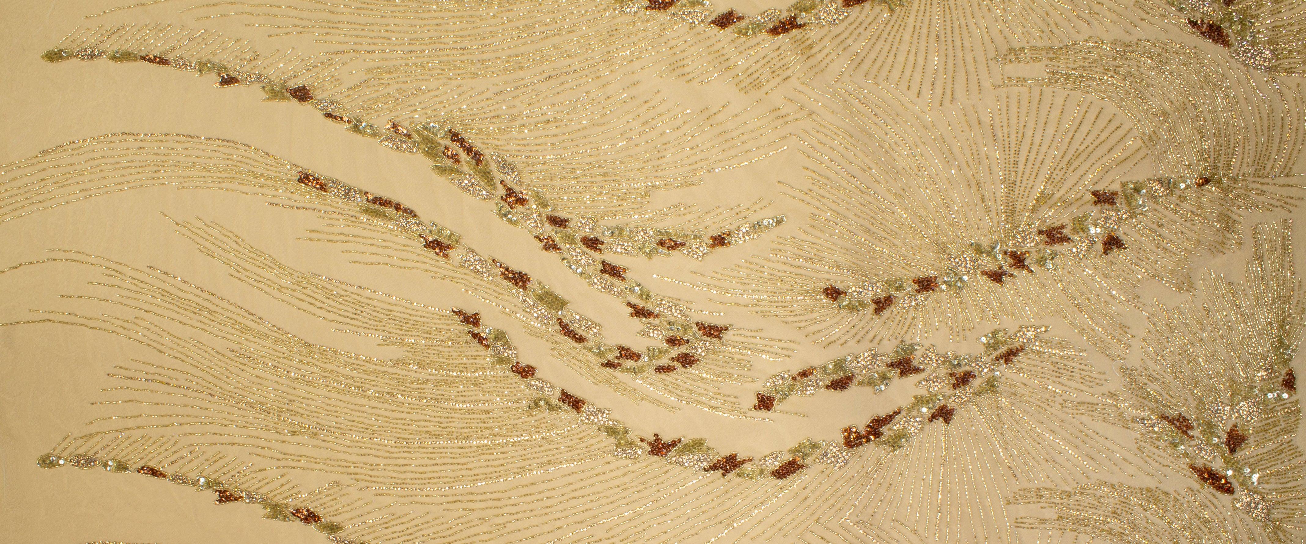 Hand Beaded and Sequined Mesh - Gold - Prime Fabrics