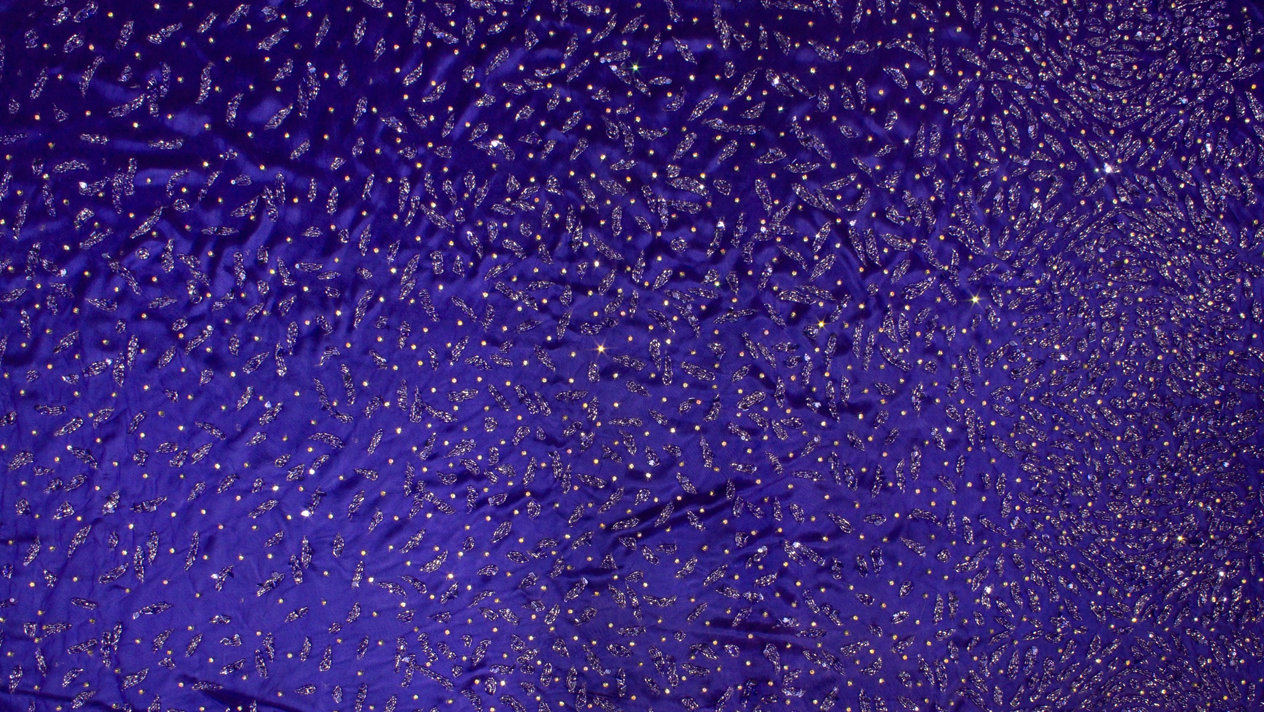 Hand Beaded and Sequined Mesh - Royal Blue - Prime Fabrics