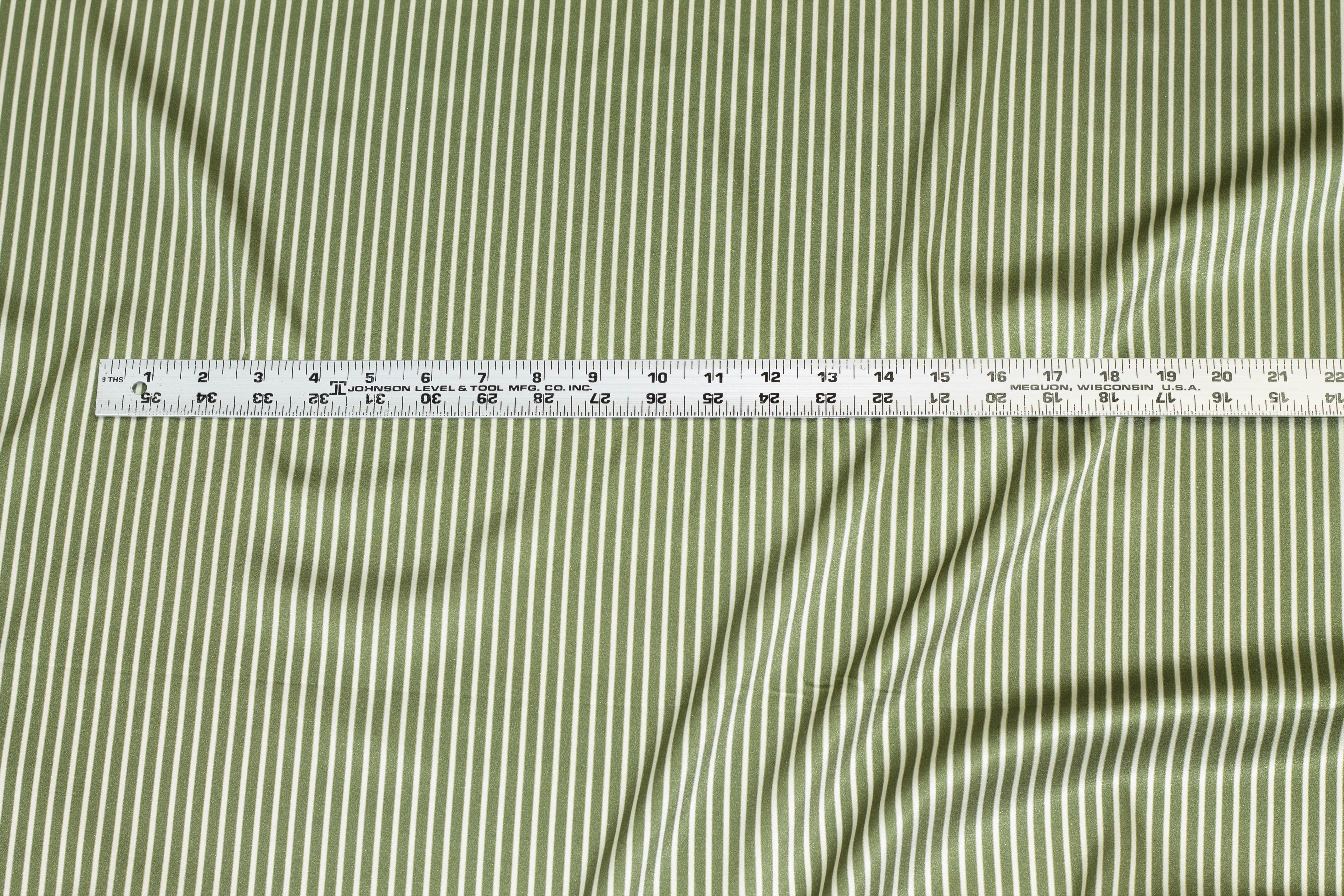 Sage Green Striped Stretch Silk Charmeuse - Prime Fabrics