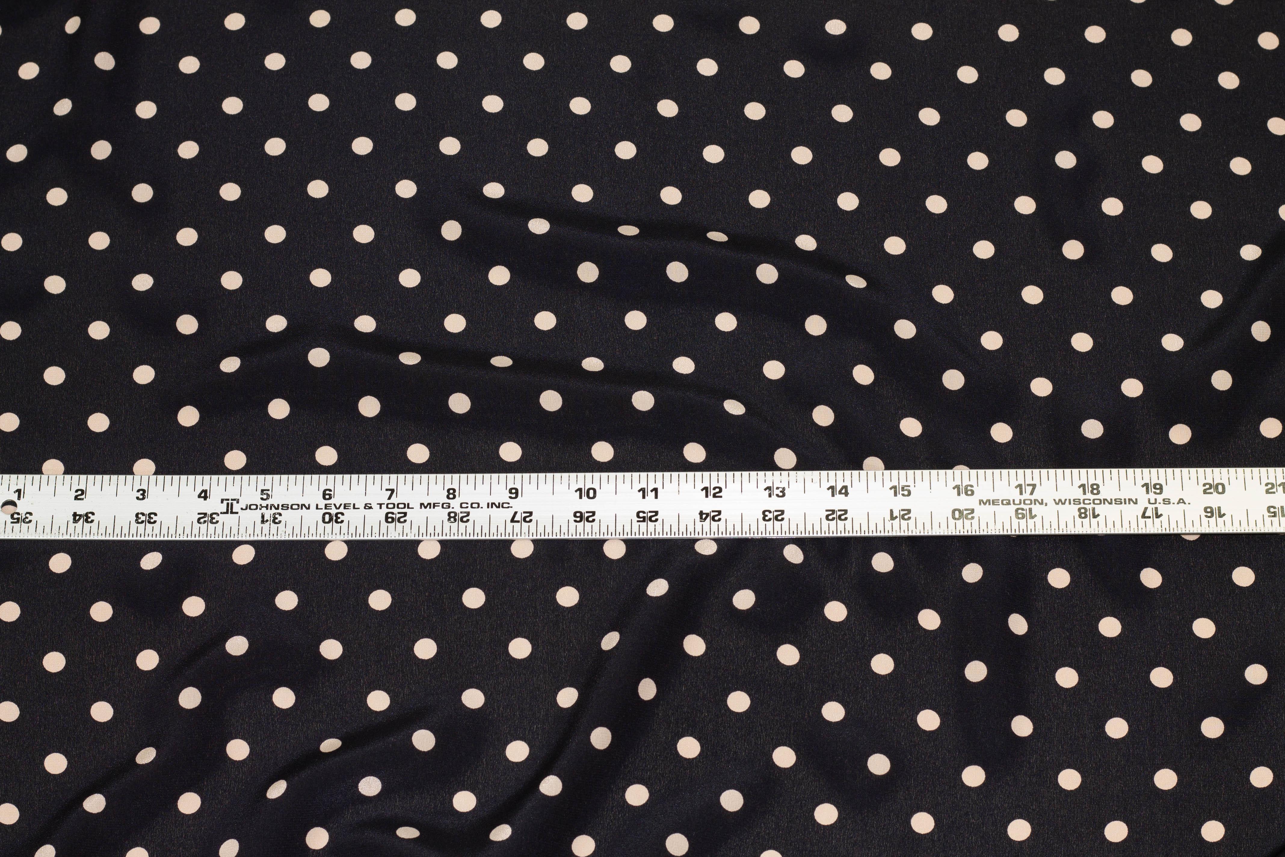 Black and Beige Polka Dot Crepe De Chine Silk - Prime Fabrics