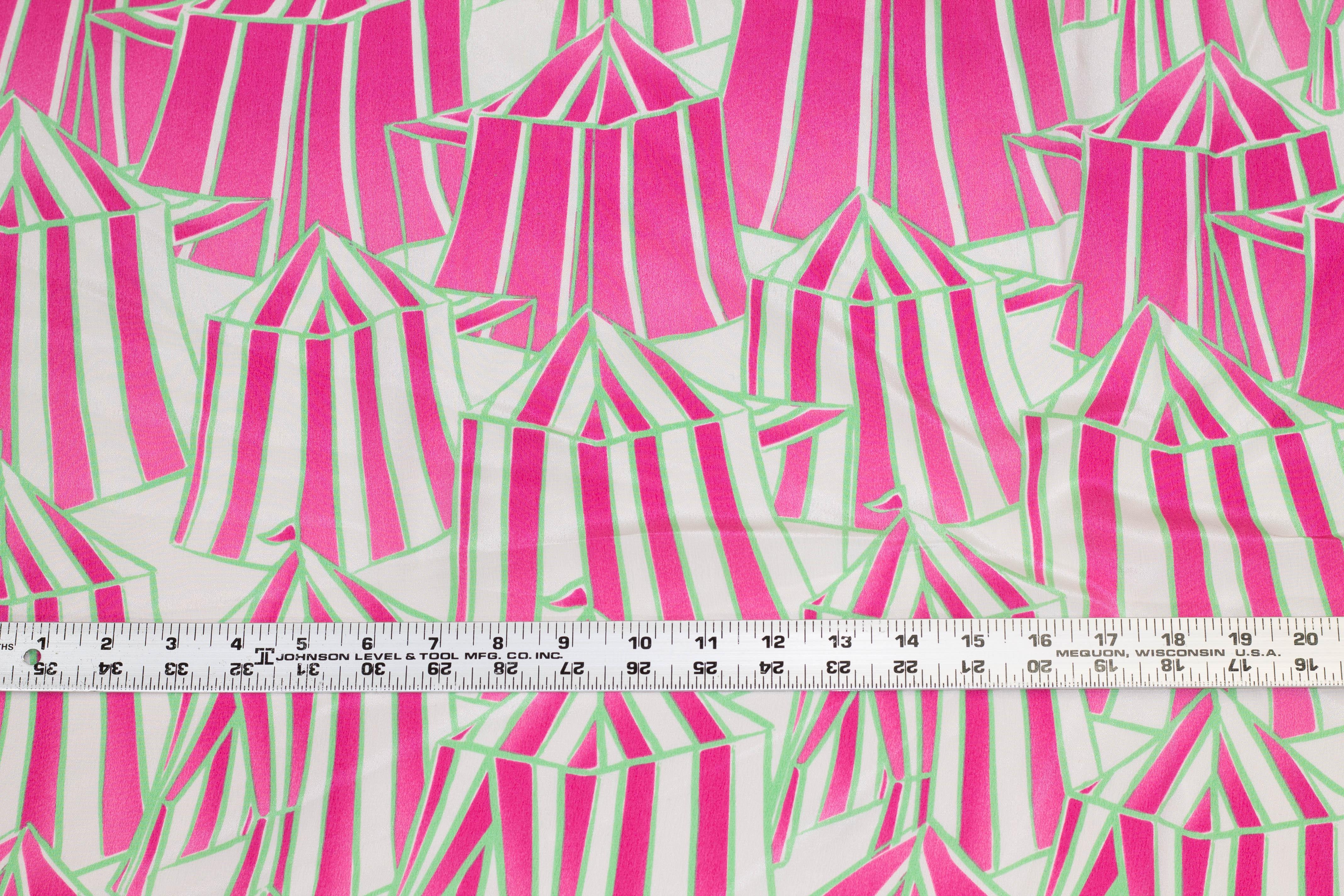 Pink, Green, and White Crepe De Chine Silk - Prime Fabrics