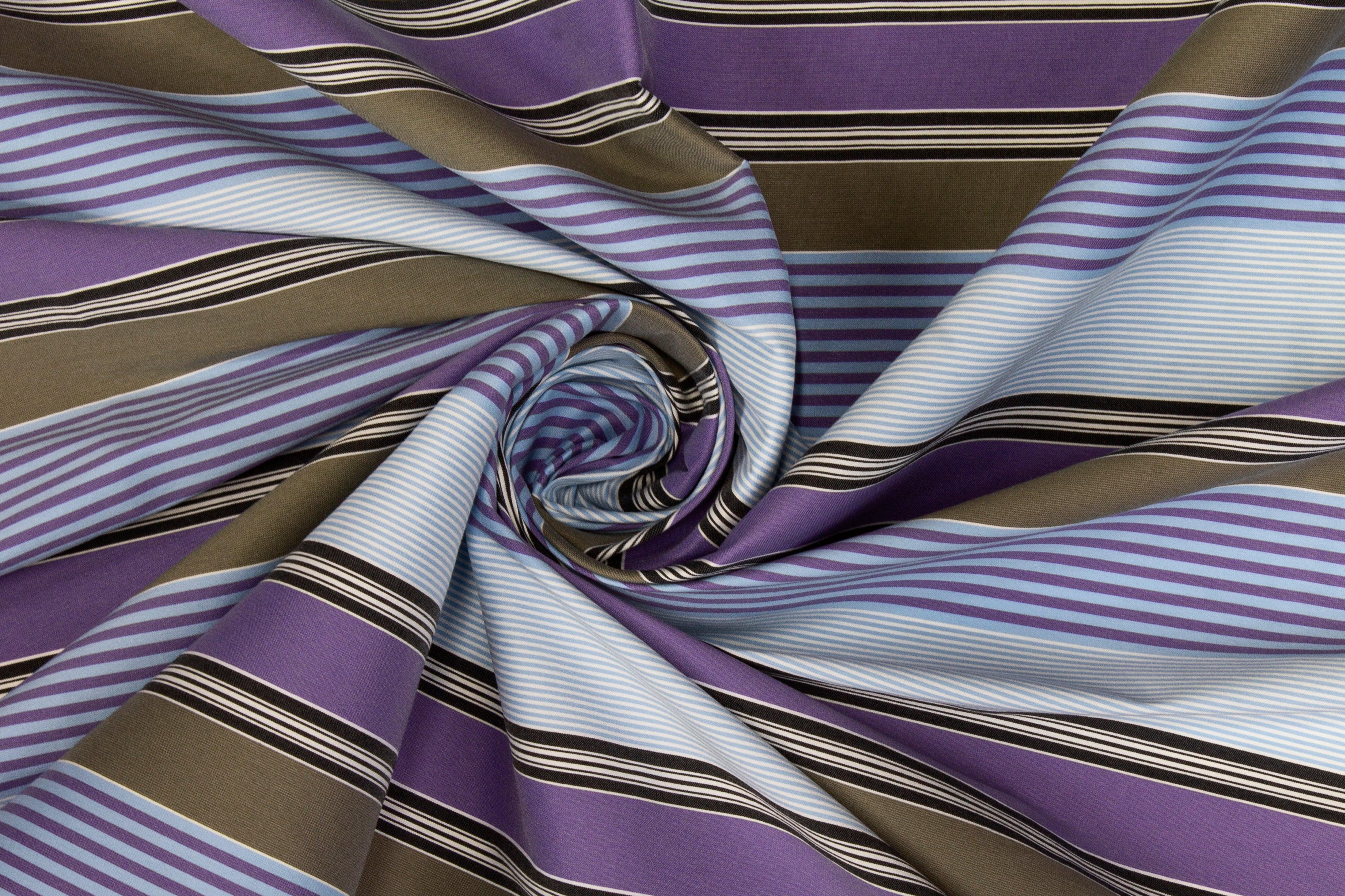 Striped Shirting - Purple, Blue, Khaki Green - Prime Fabrics