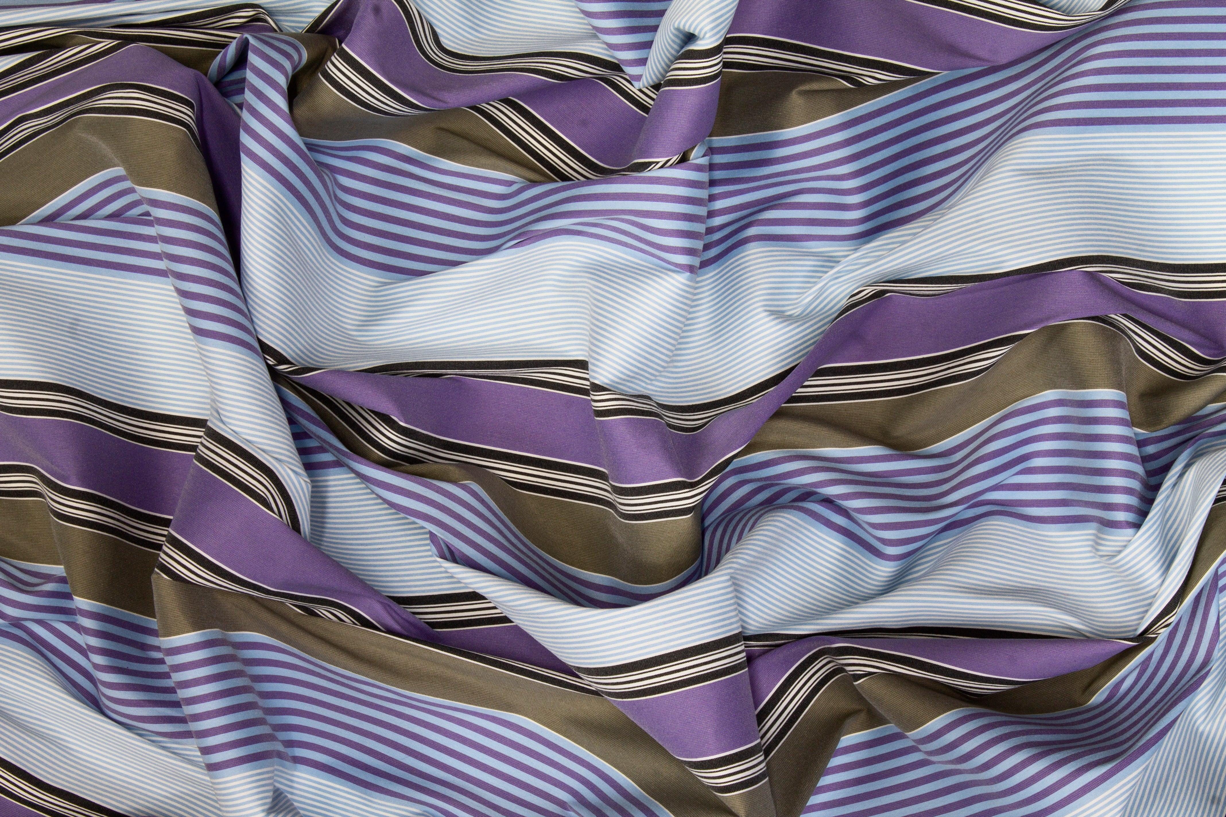 Striped Shirting - Purple, Blue, Khaki Green - Prime Fabrics