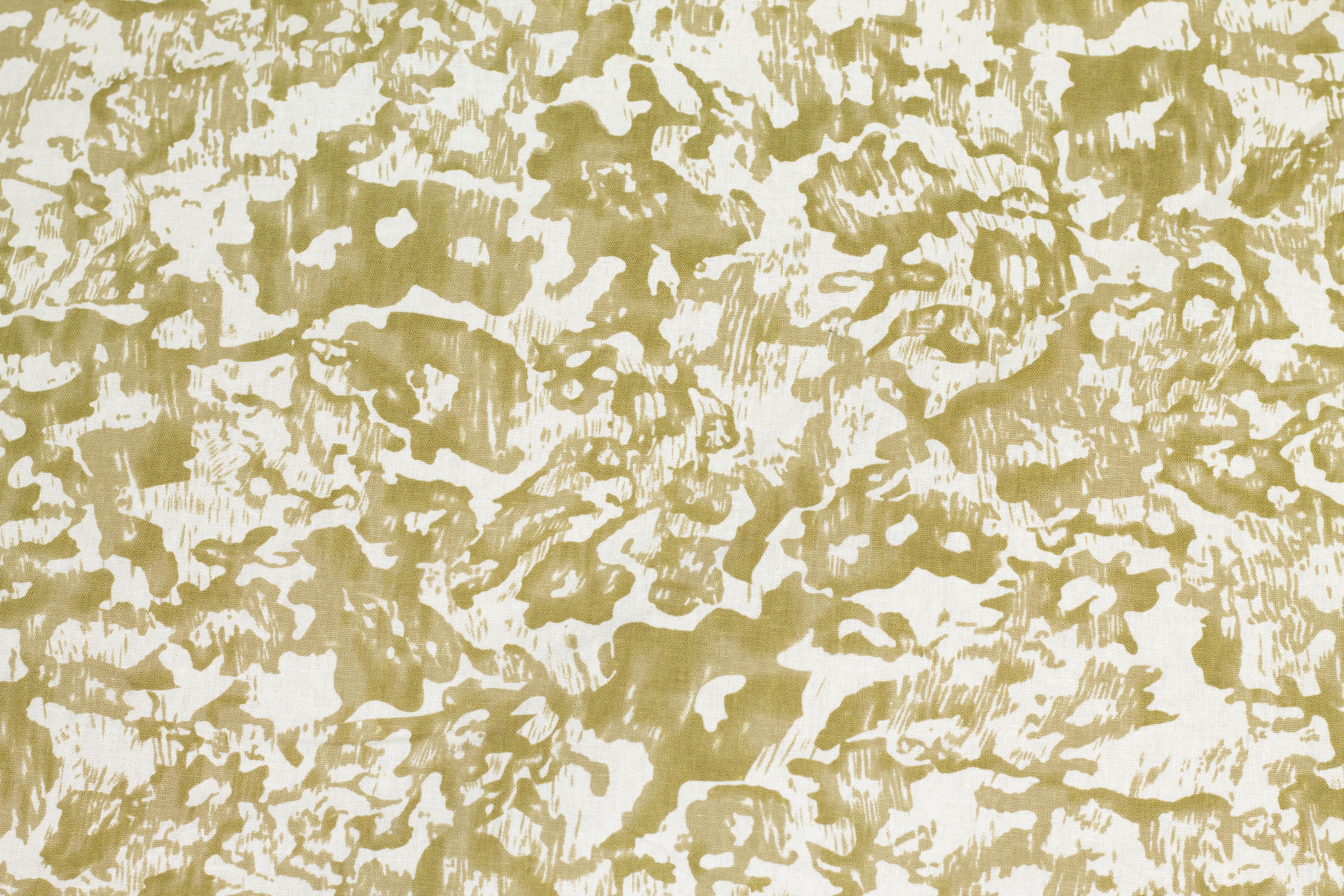 Olive and Off White Abstract Cotton and Linen Blend - Prime Fabrics